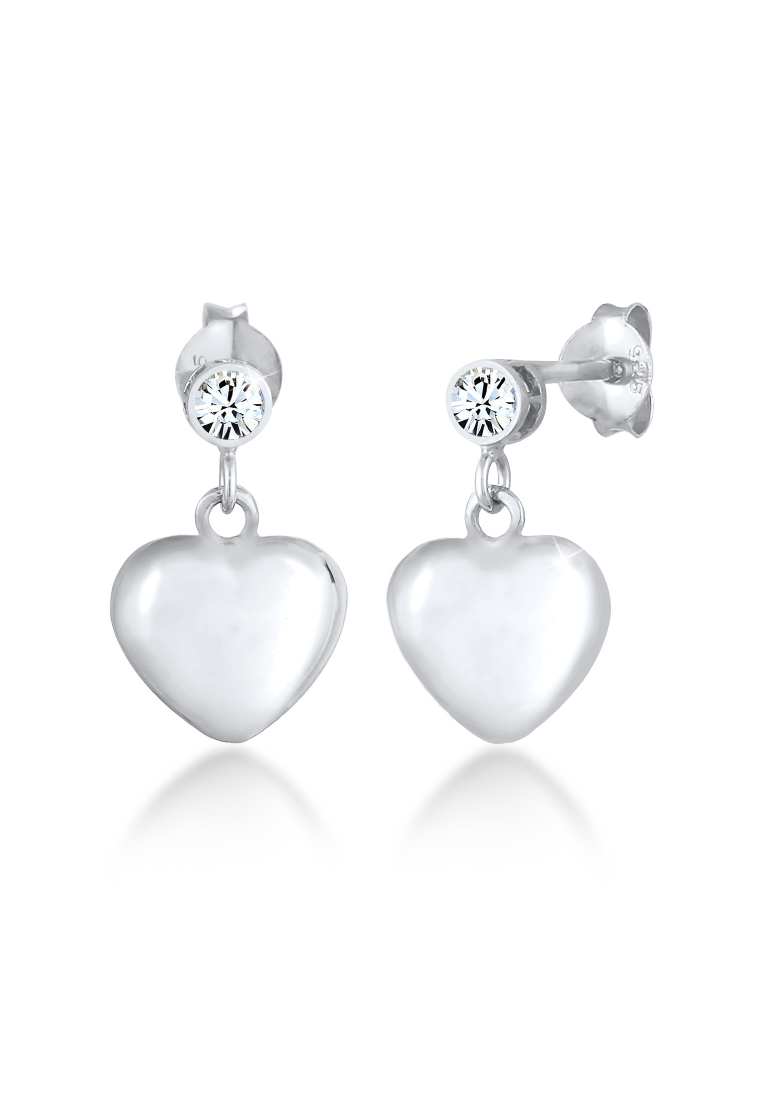 Ohrhänger Herz | Kristall ( Weiß ) | 925er Sterling Silber
