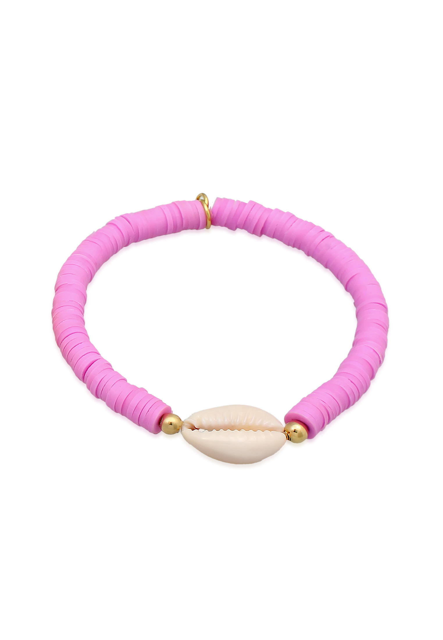 Armband Kauri Muschel | Heishi-Perlen (Bunt) | 925er Sterling Silber vergoldet