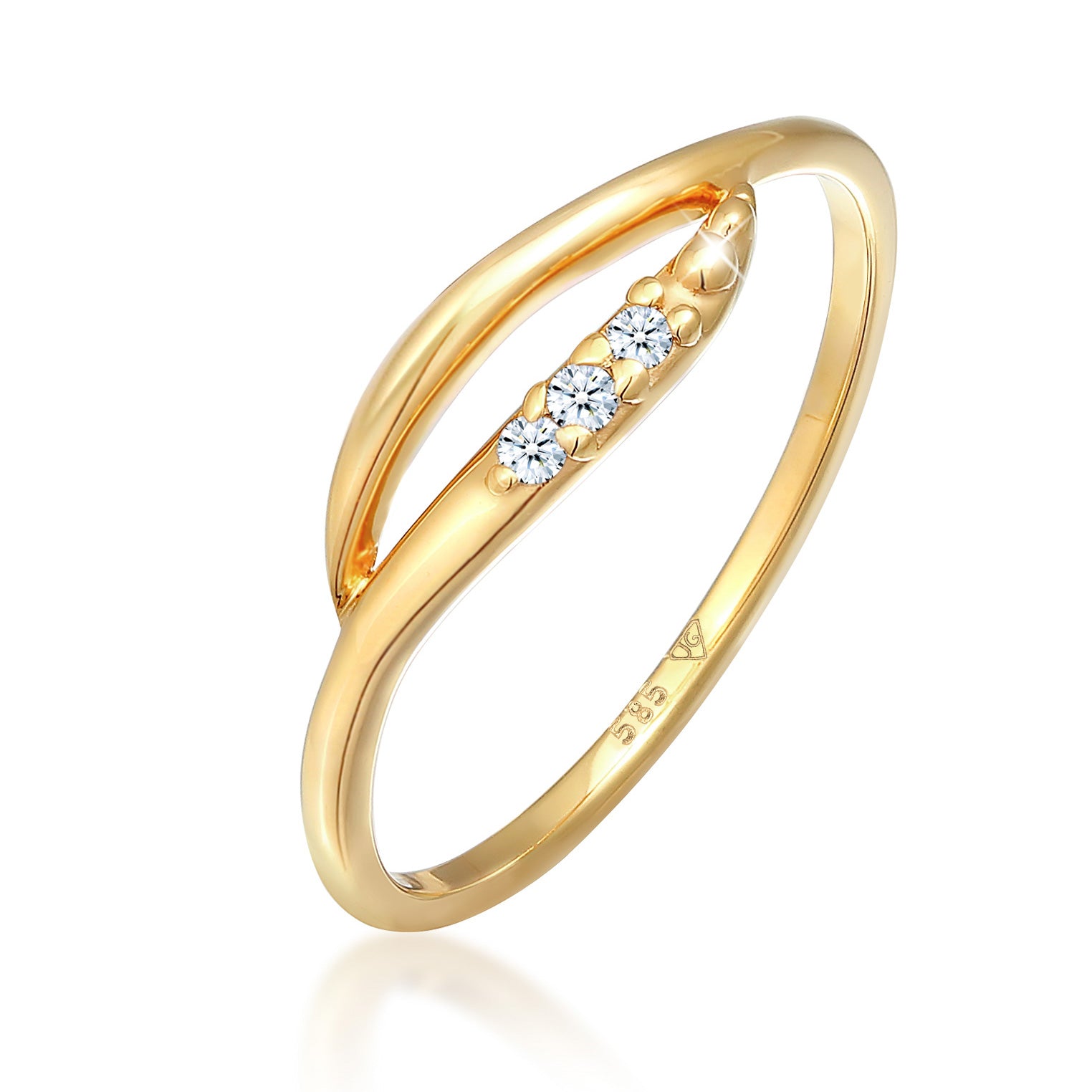 Ring Geschwungen | Diamant (0.045 ct ) | 585er Gelbgold