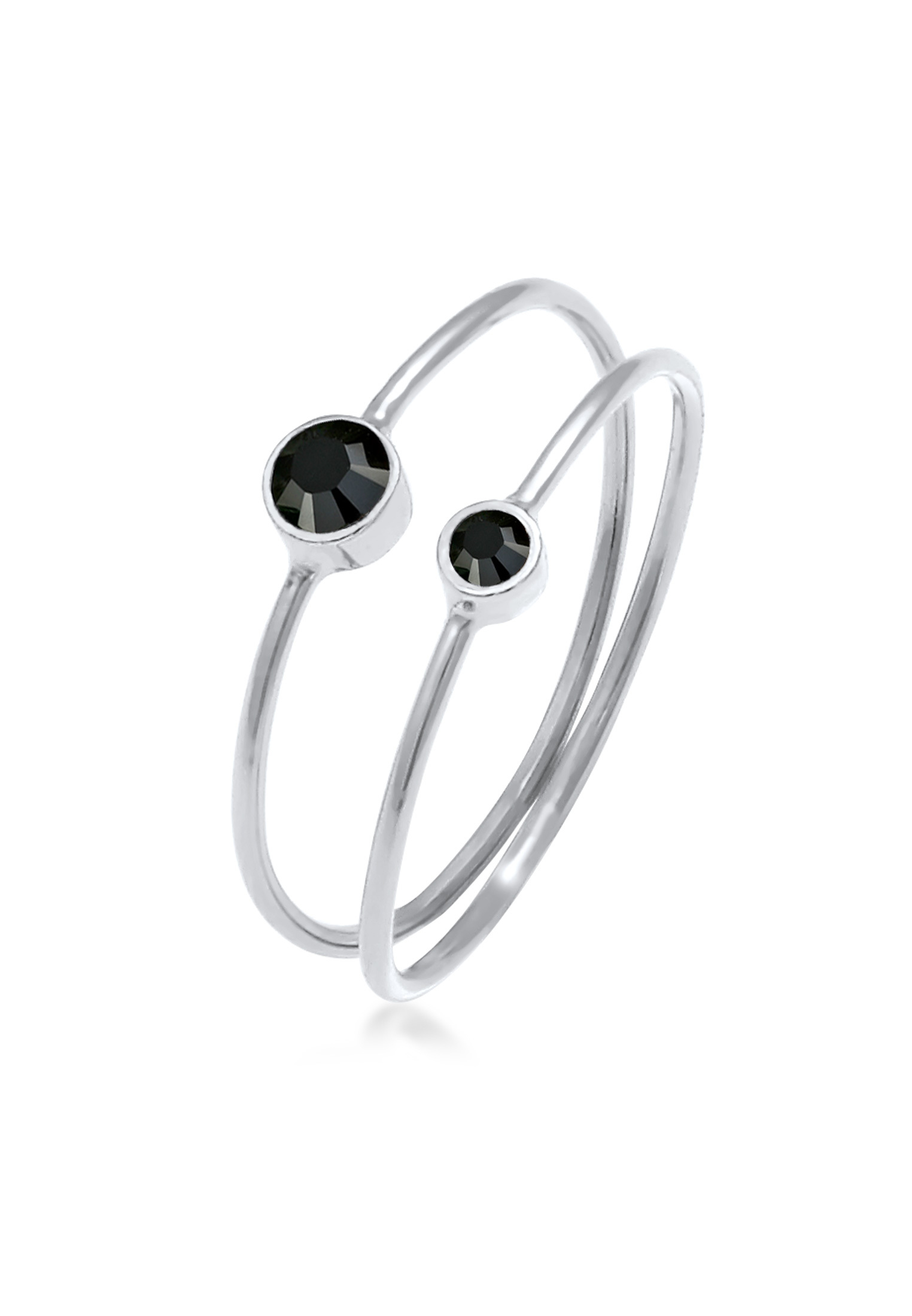 Solitär-Ring | Kristall ( Schwarz ) | 925er Sterling Silber