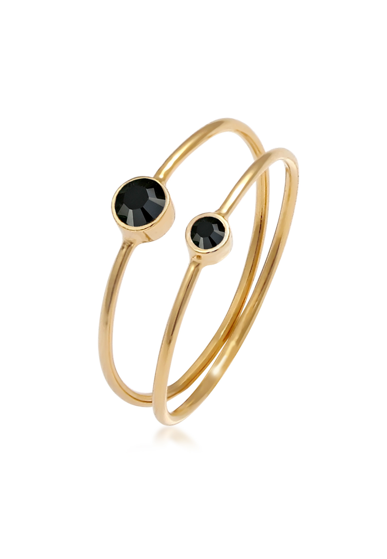 Solitär-Ring | Kristall ( Schwarz ) | 925er Sterling Silber