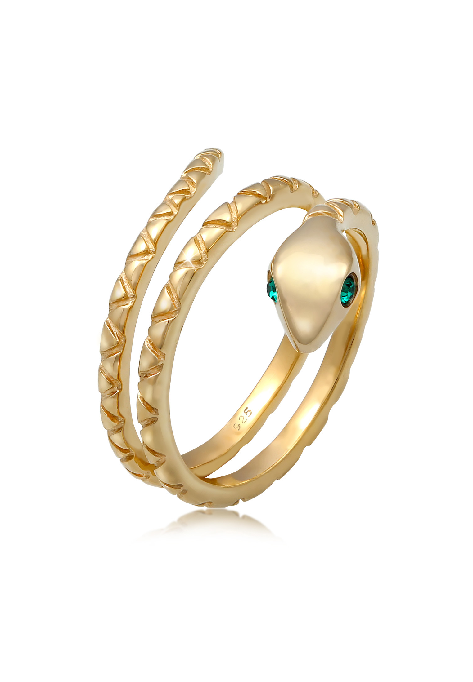 Pinky Ring Schlange | Kristall (Grün) | 925 Sterling Silber