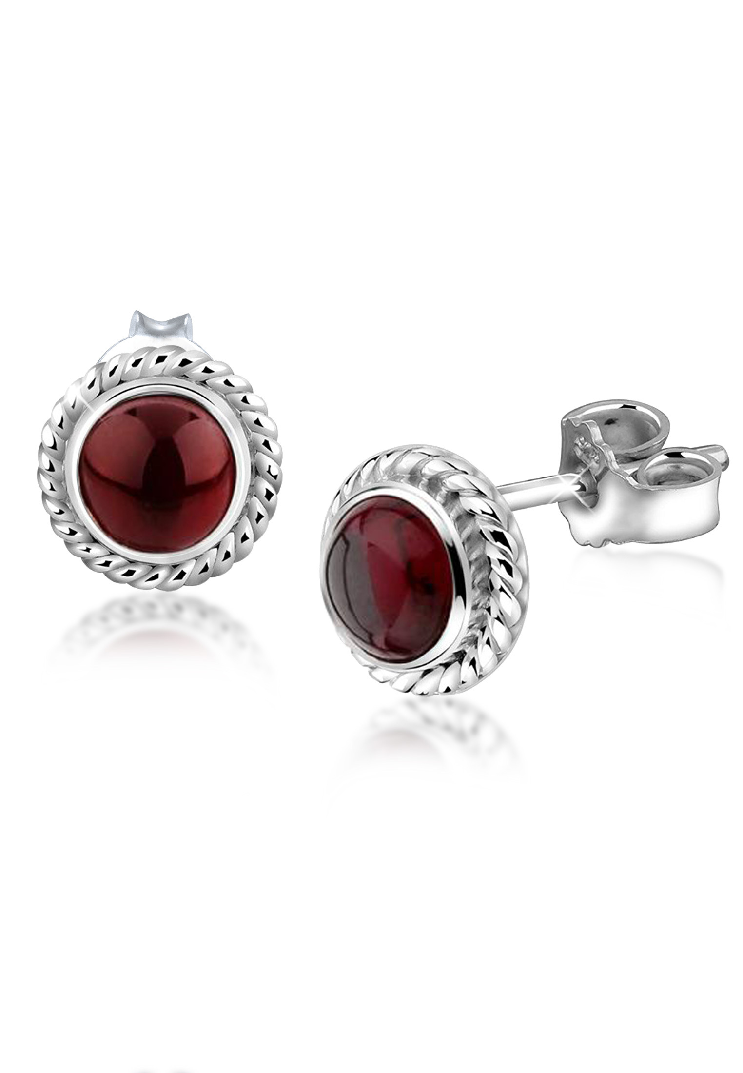 Ohrstecker | Granat ( Dunkelrot ) | 925er Sterling Silber