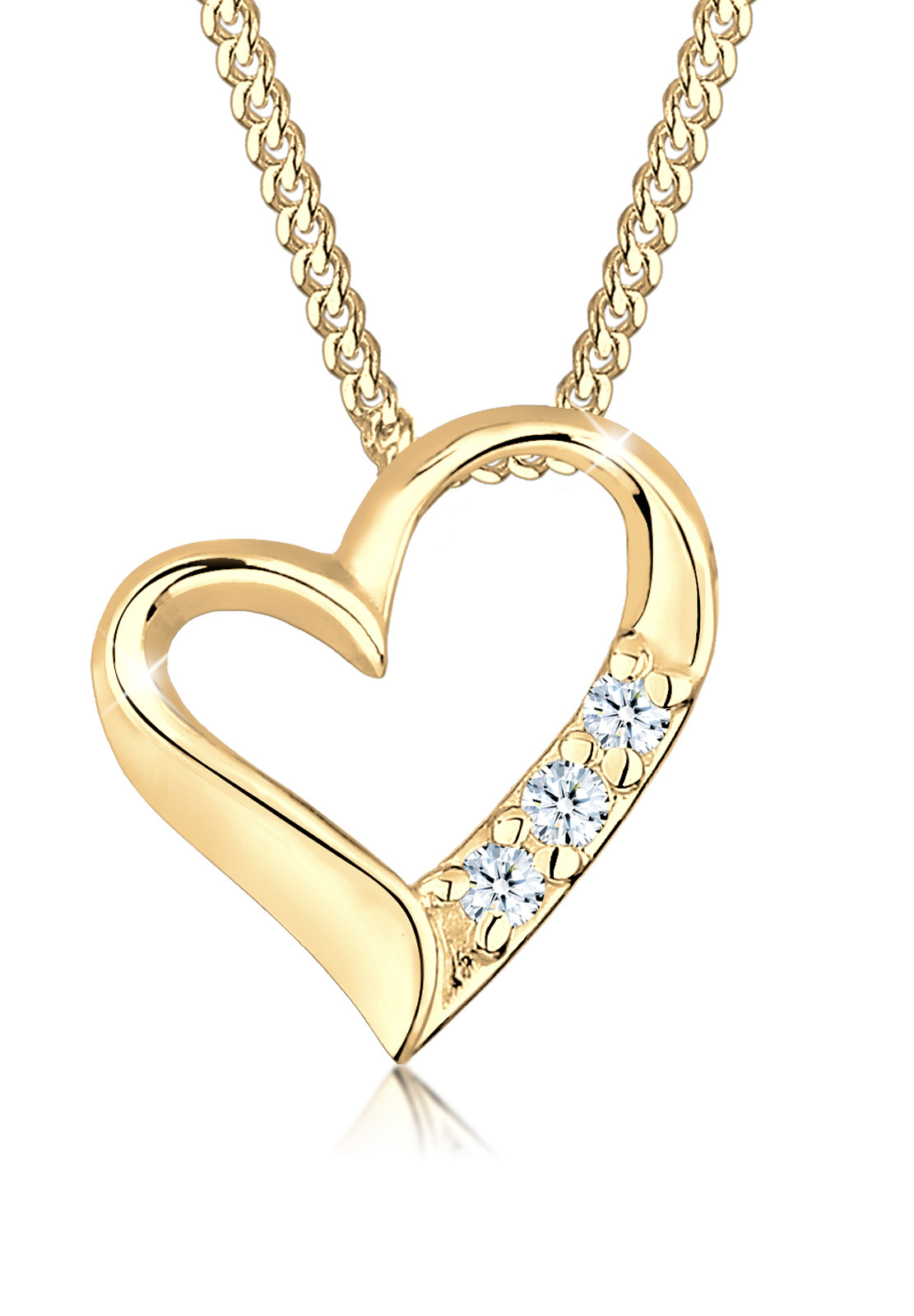Halskette Herz | Diamant ( Weiß, 0,045 ct ) | 925er Sterling Silber