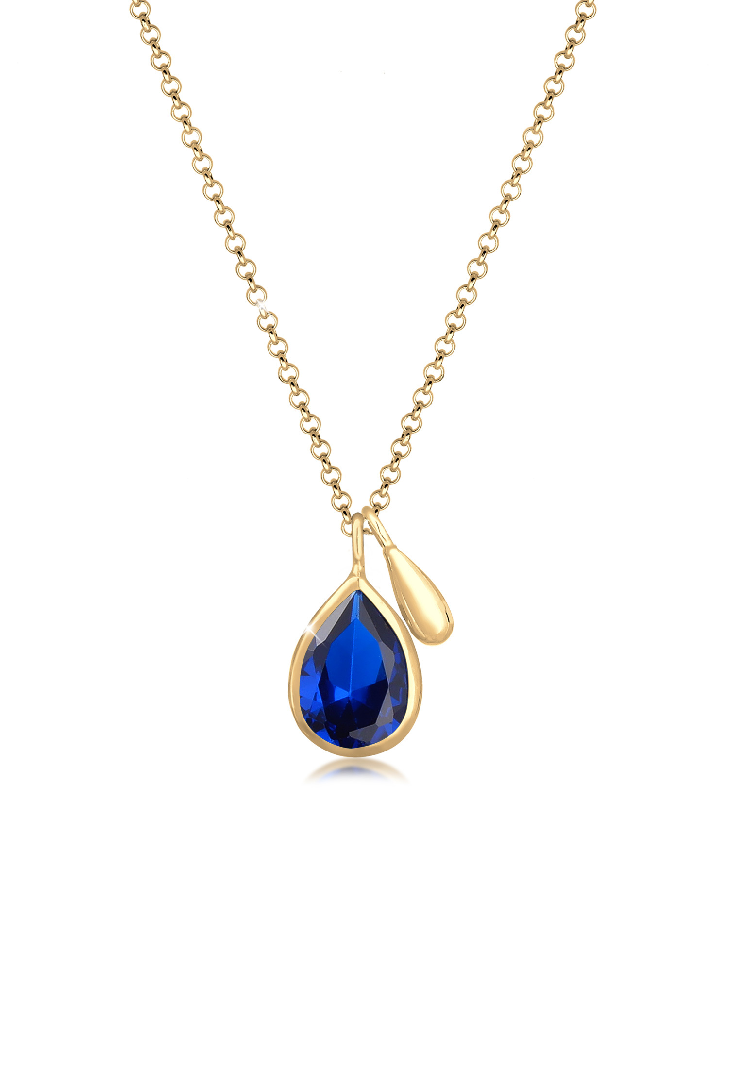 Halskette | Saphir ( Blau ) | 925 Sterling Silber vergoldet
