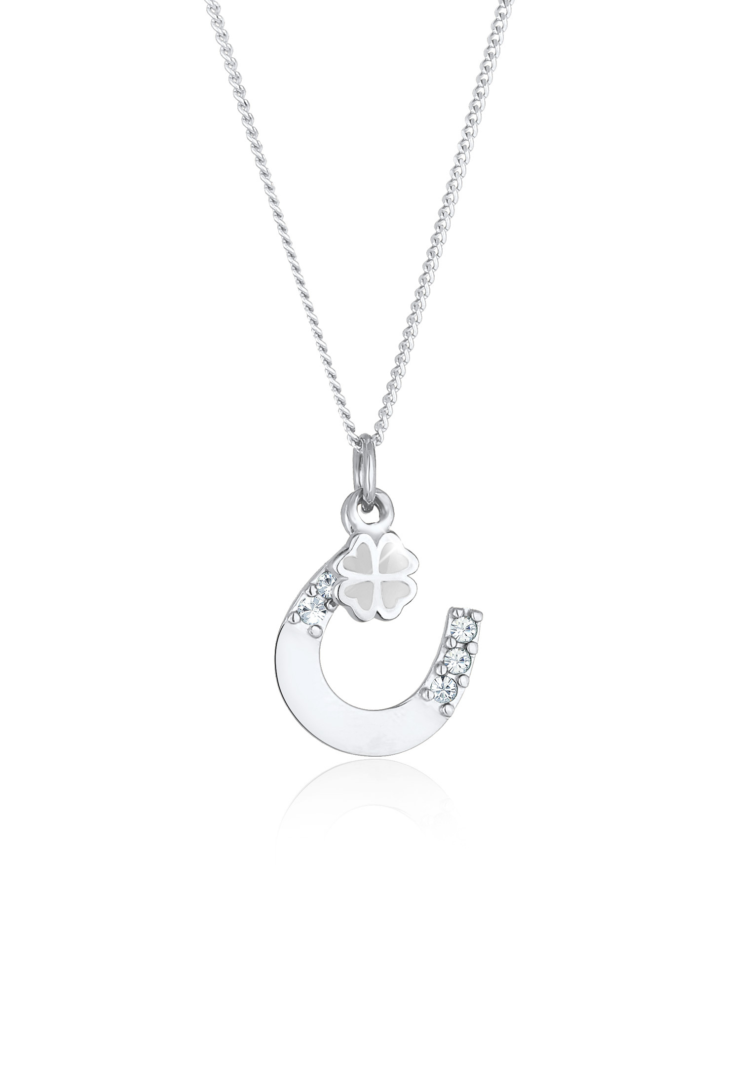 Halskette Hufeisen | Kristall ( Weiß ) | 925er Sterling Silber