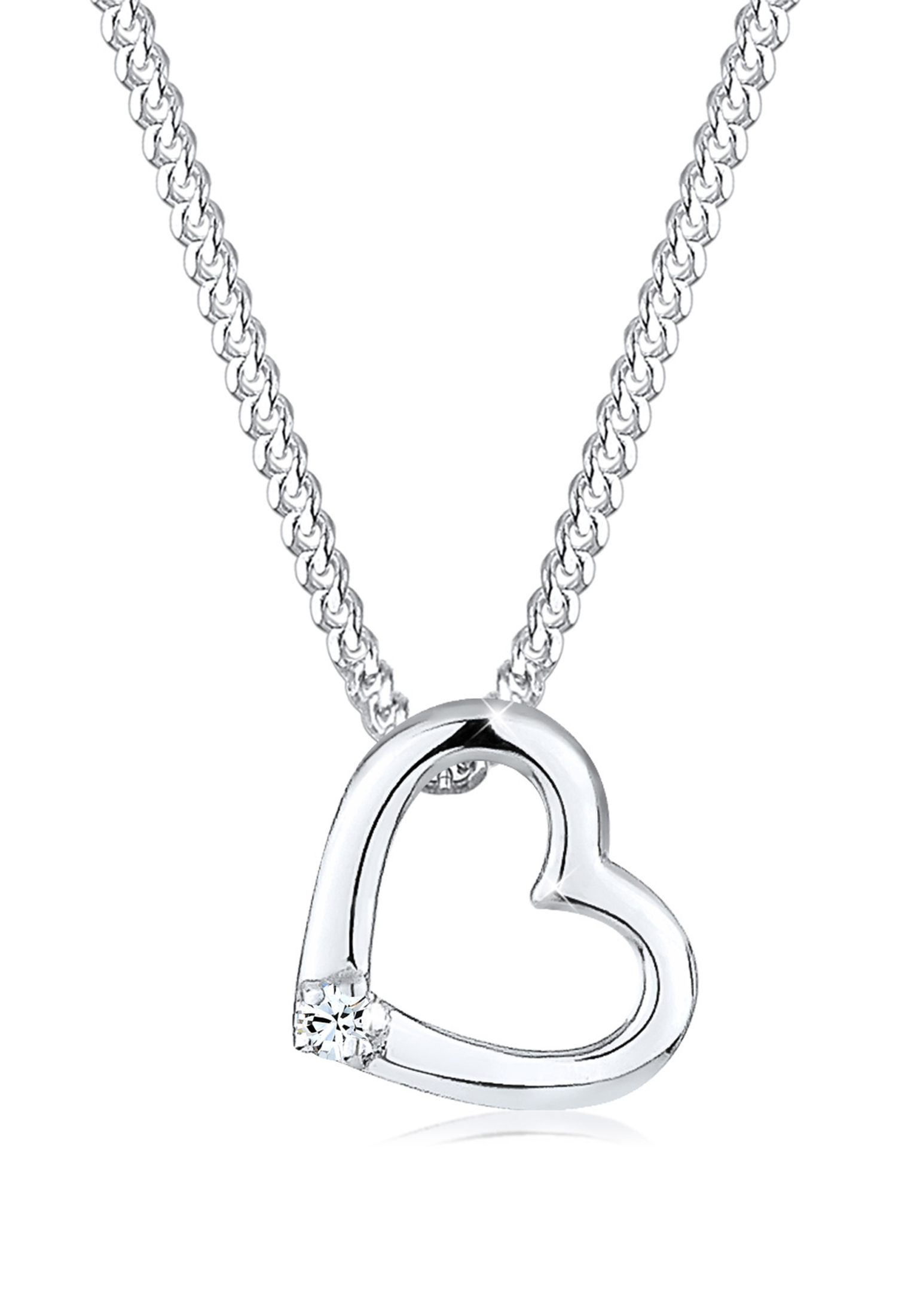 Halskette Herz | Kristall ( Weiß ) | 925er Sterling Silber