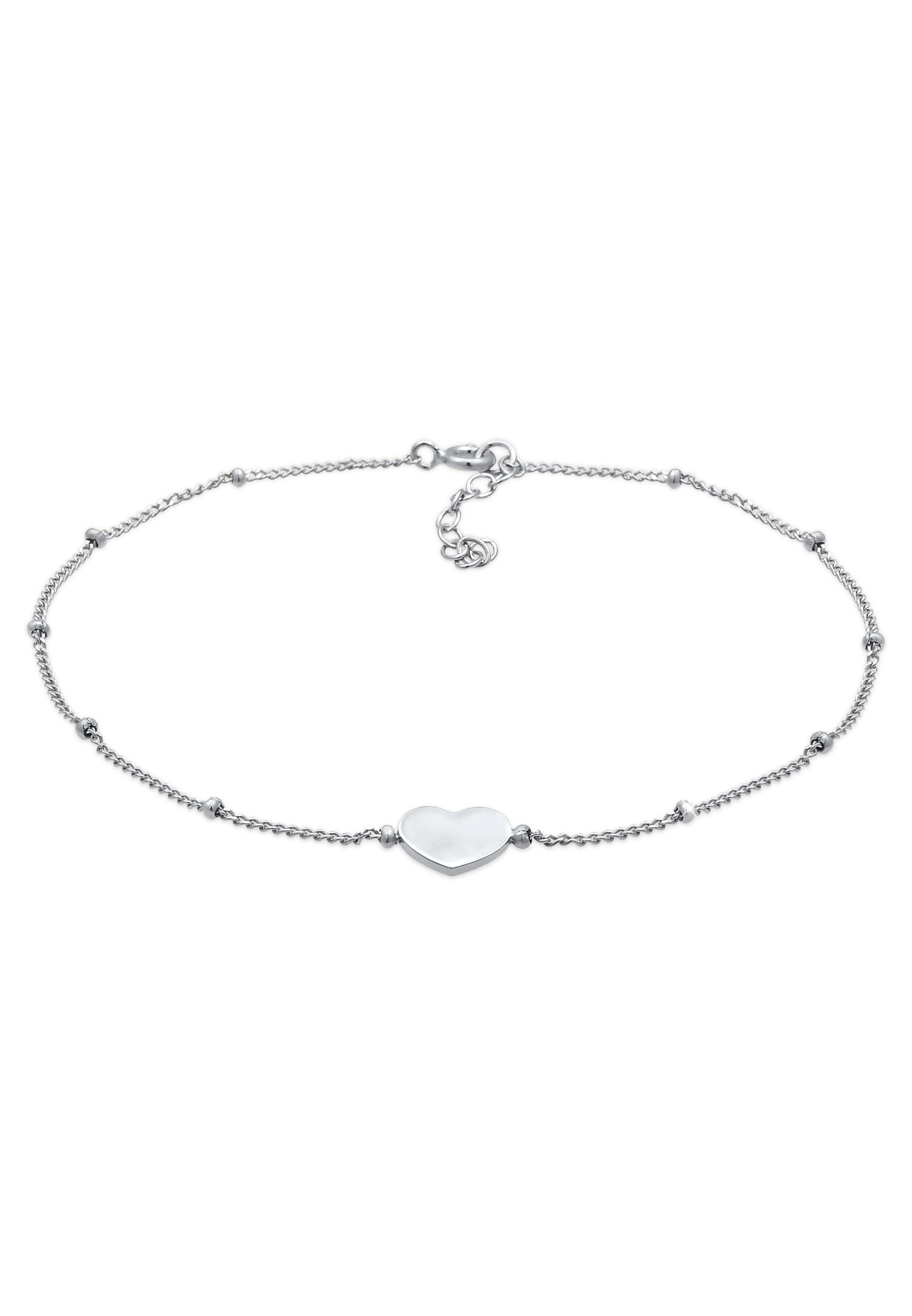 Kugel-Fußkettchen Herz | 925er Sterling Silber