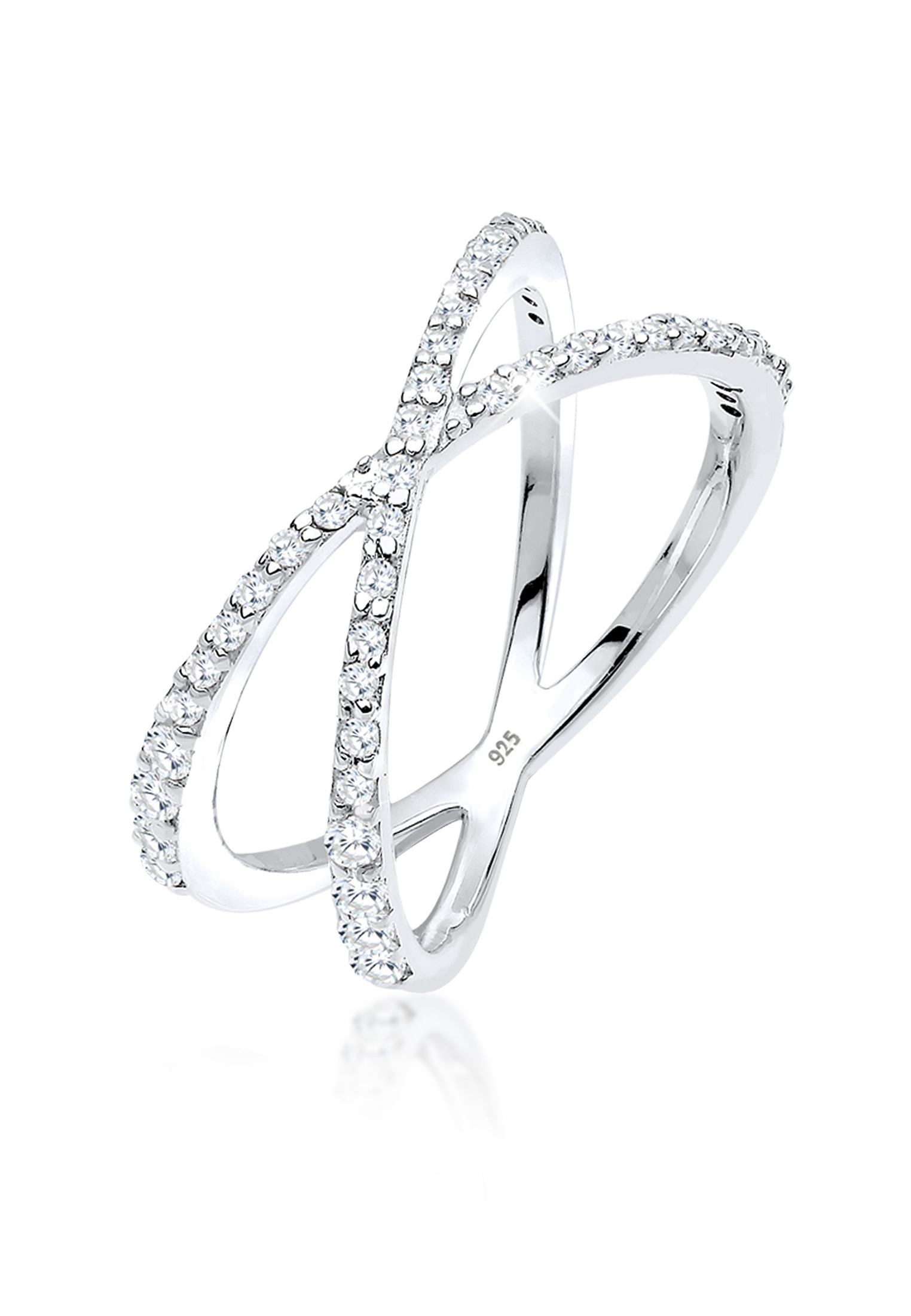 Ring Kreuz | Zirkonia ( Weiß ) | 925er Sterling Silber