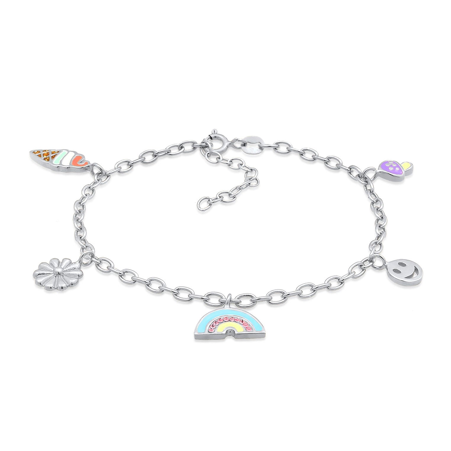 Armband Smiley Blume Eis | Emaille | 925er Sterling Silber