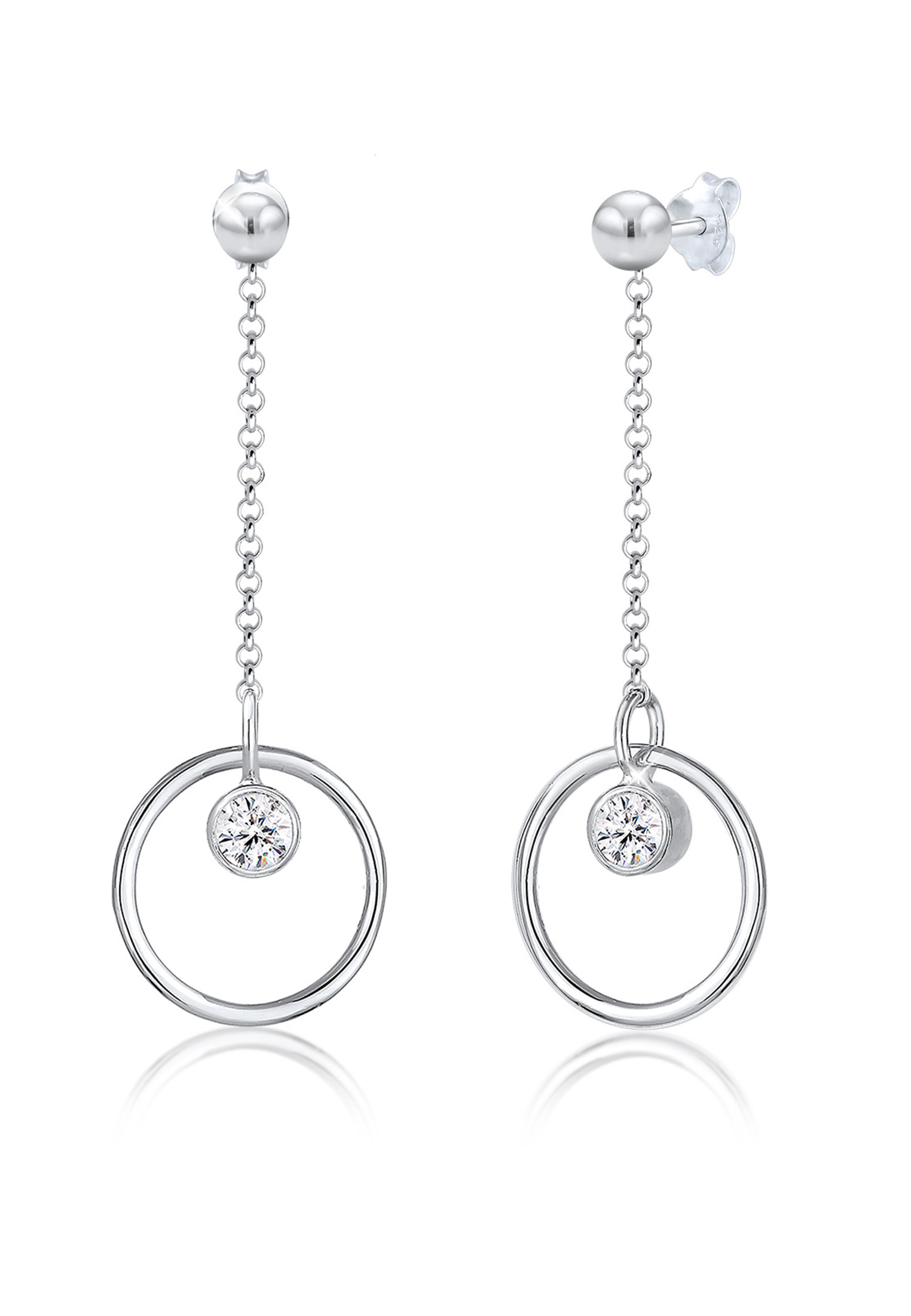 Ohrhänger Ear Chain | Kristall ( Weiß ) | 925er Sterling Silber