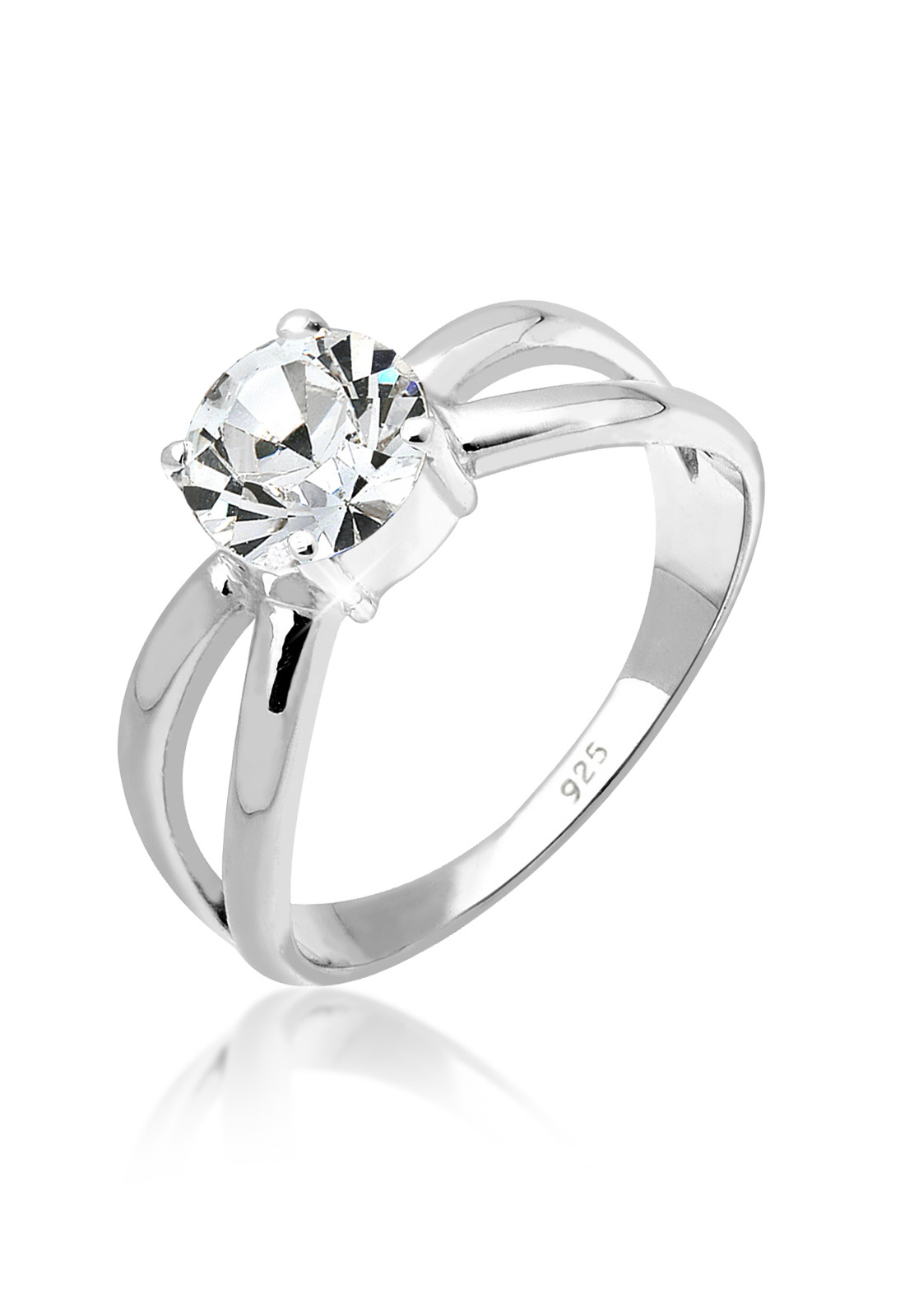 Solitär-Ring | Kristall ( Weiß ) | 925er Sterling Silber