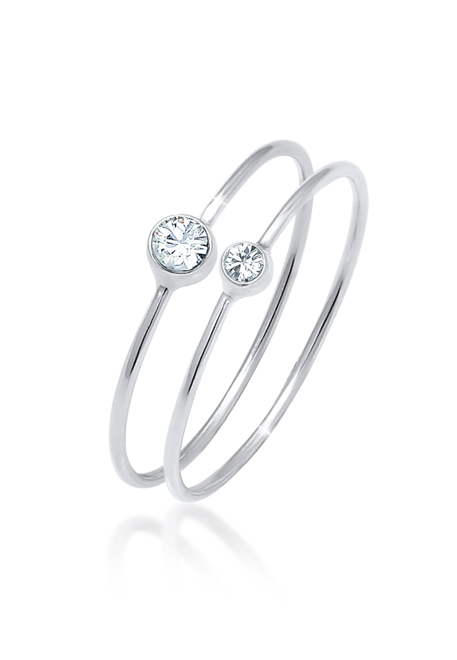 Solitär-Ring | Kristall ( Weiß ) | 925er Sterling Silber