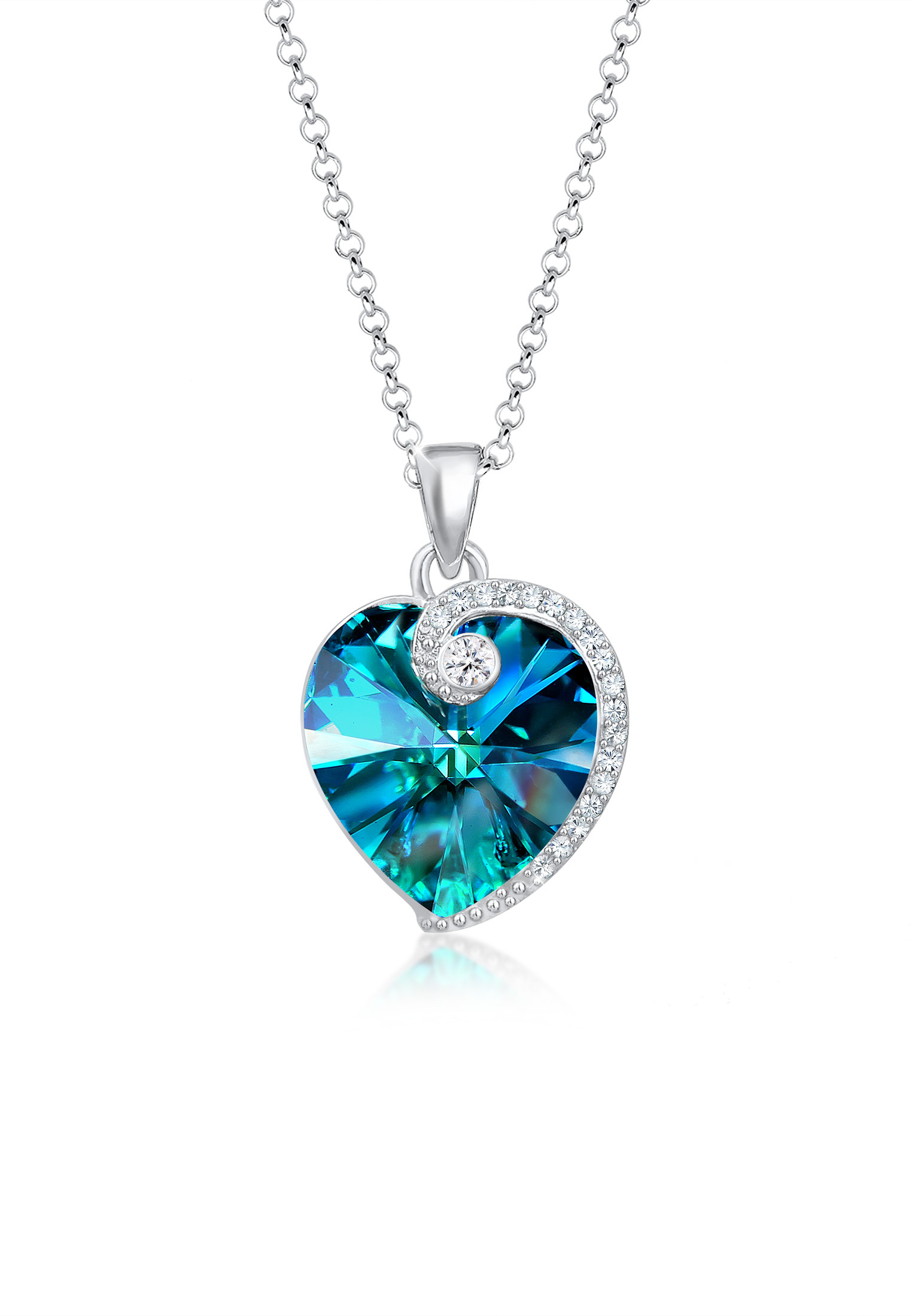 Halskette Herz | Kristall ( Blau ) | 925er Sterling Silber