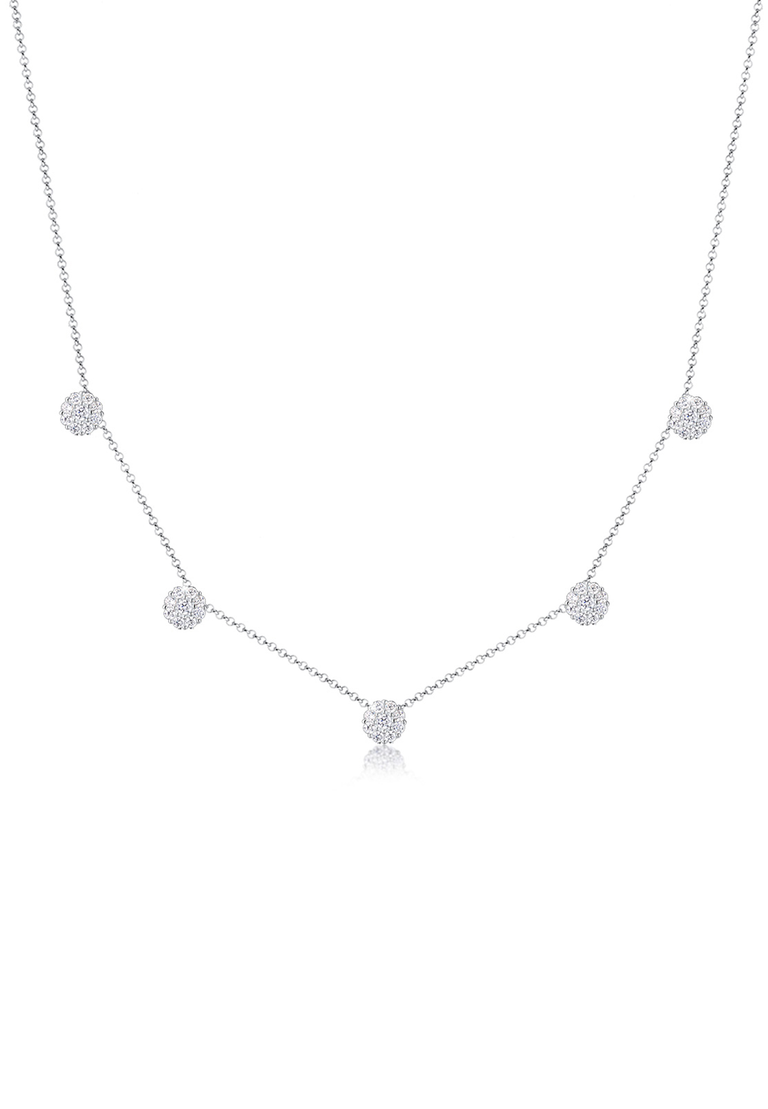 Halskette Kugel | Zirkonia ( Weiß ) | 925er Sterling Silber