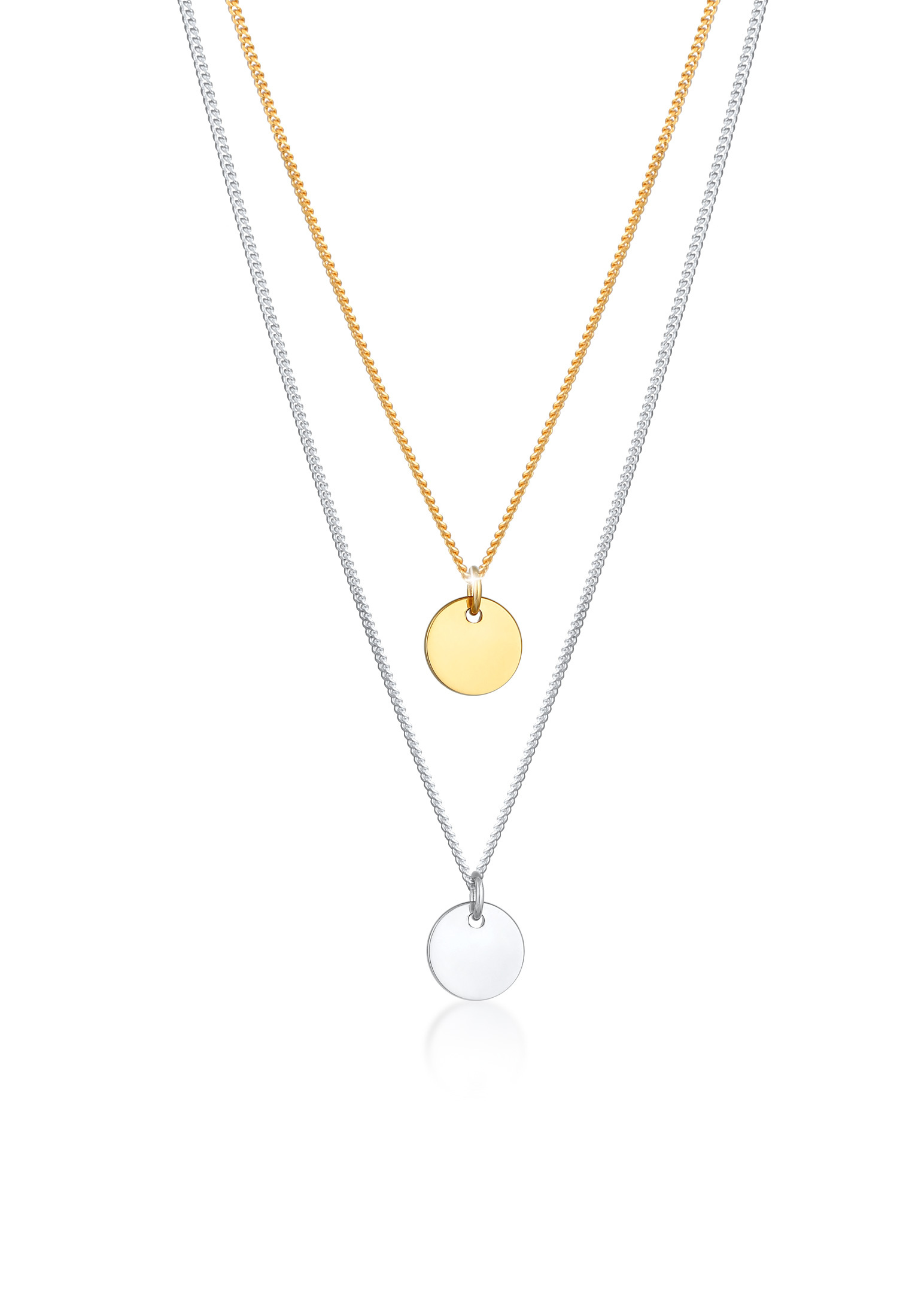 Layer-Halskette Geo Plättchen | 925er Sterling Silber