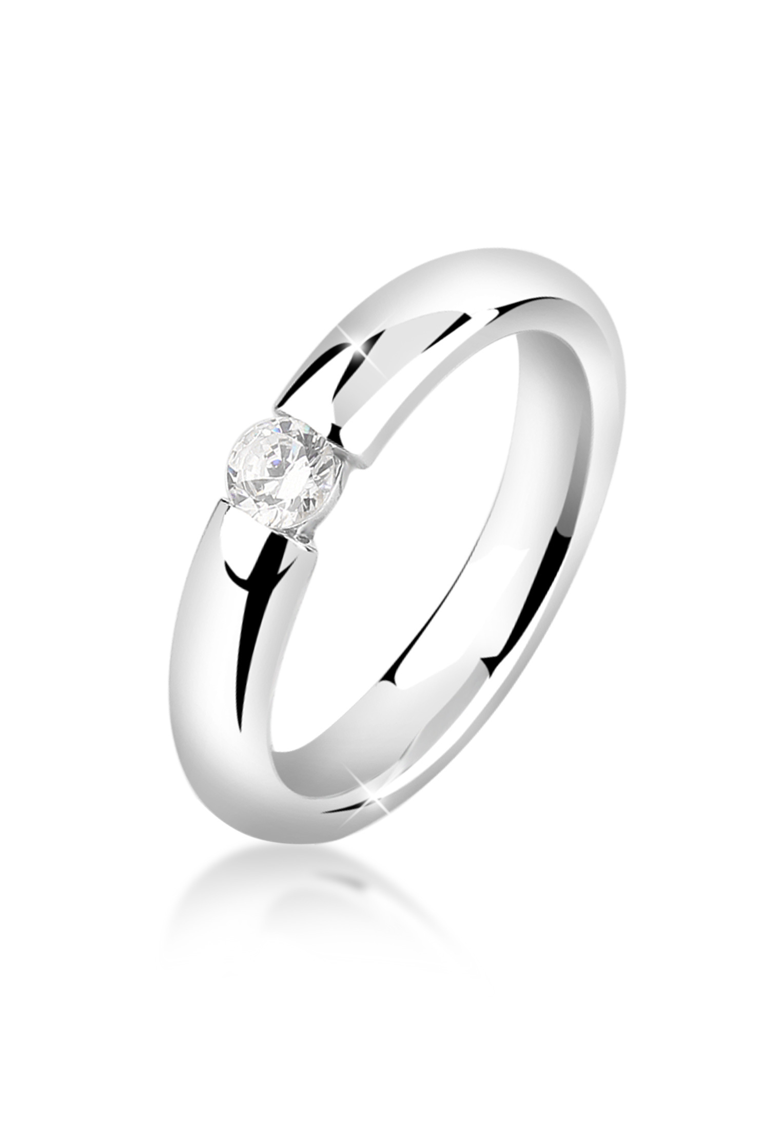 Solitär-Ring | Zirkonia ( Weiß ) | 925er Sterling Silber