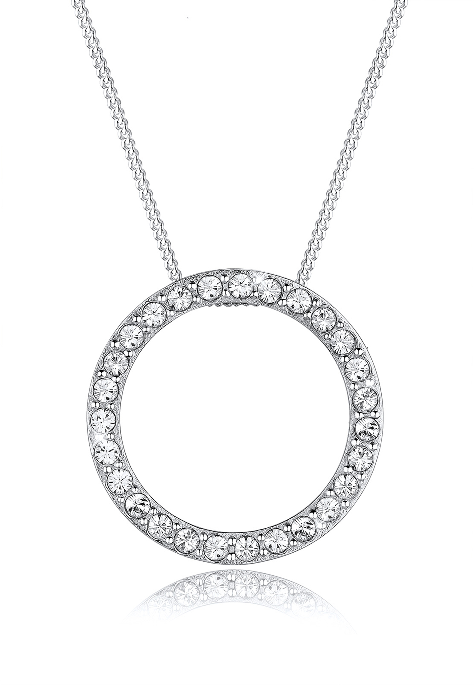 Halskette Kreis | Kristall ( Weiß ) | 925er Sterling Silber