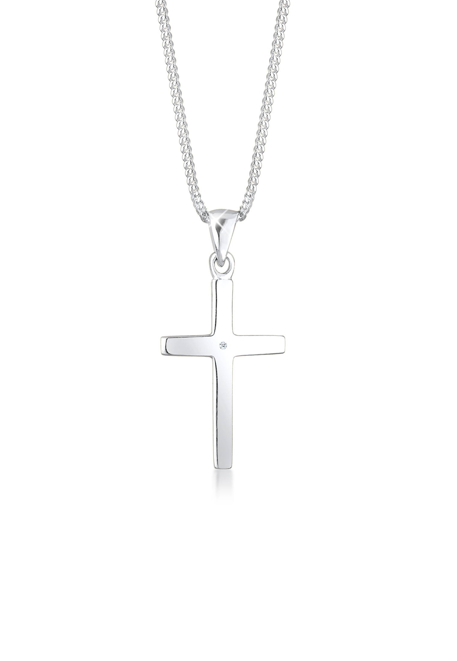 Halskette Kreuz | Diamant ( Weiß, 0,005 ct ) | 925er Sterling Silber