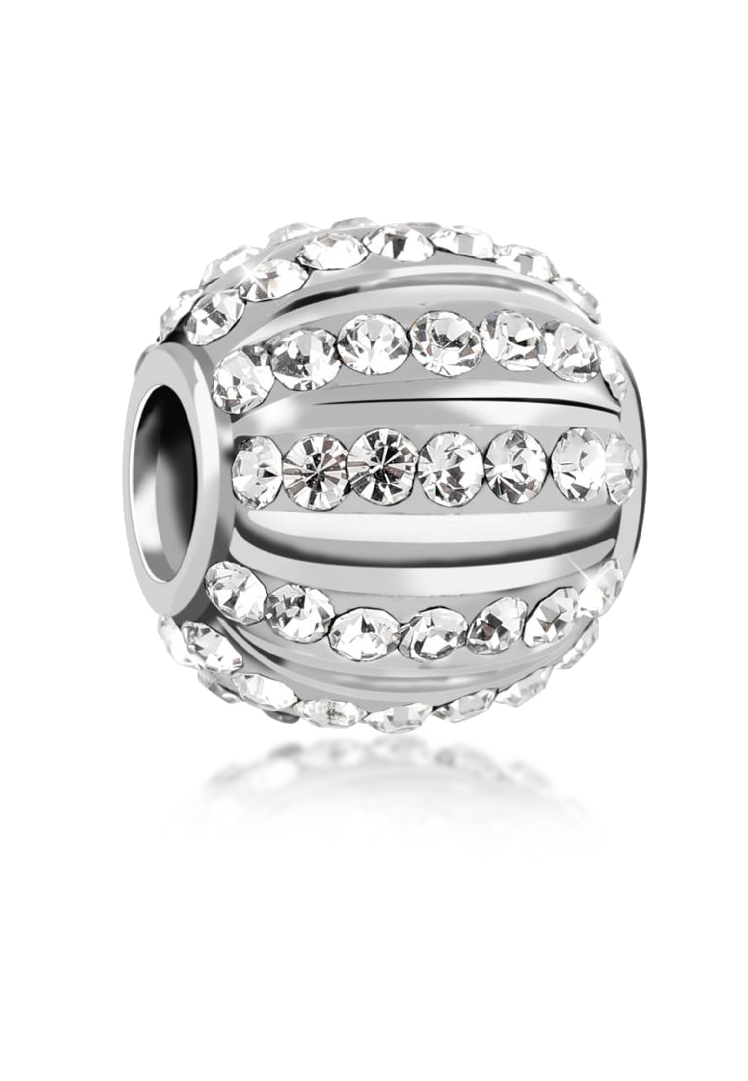 Charm Bead | Kristall ( Weiß ) | 925er Sterling Silber