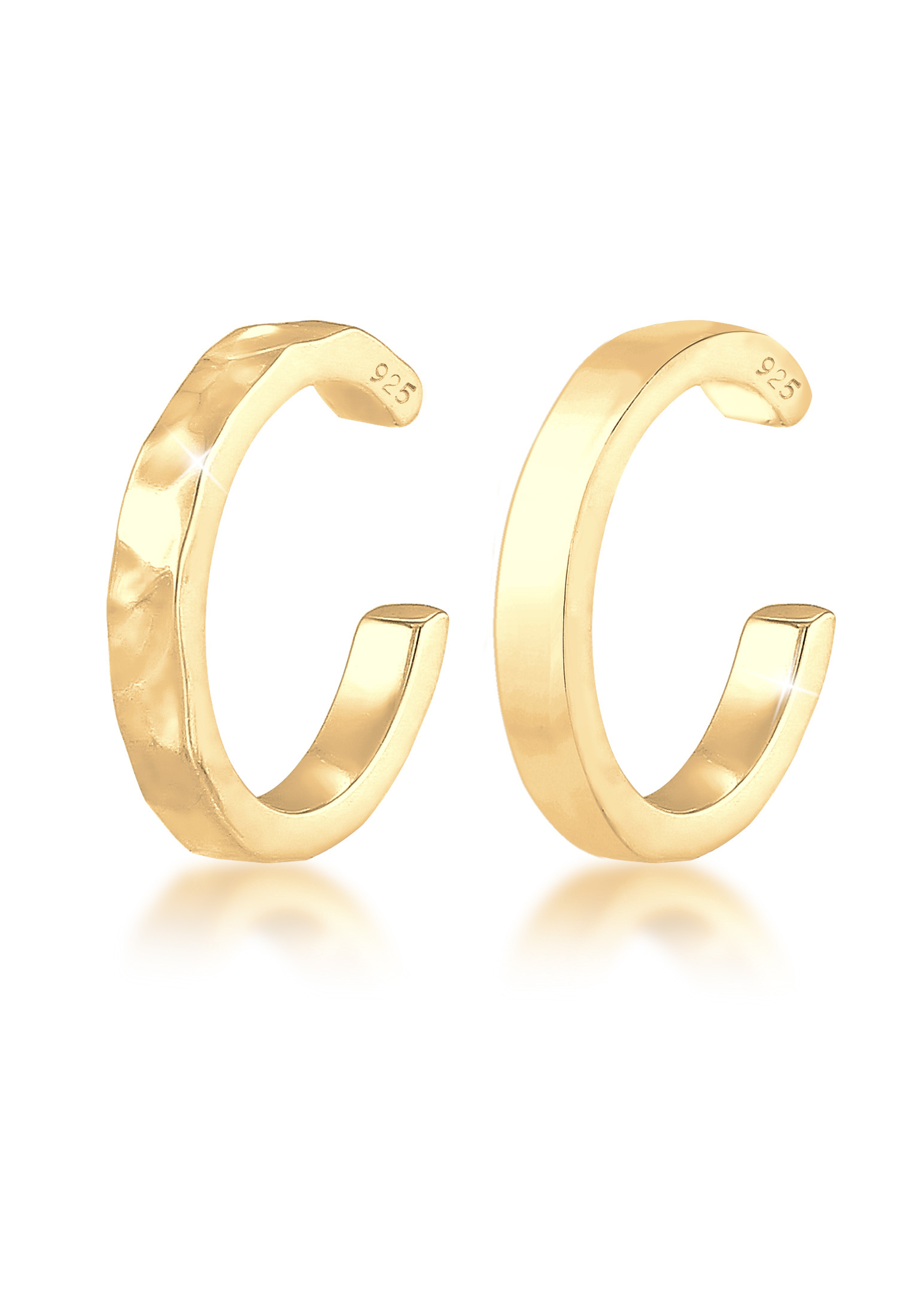 Earcuff 2er Set glänzend & gehämmert | 925er Sterling Silber