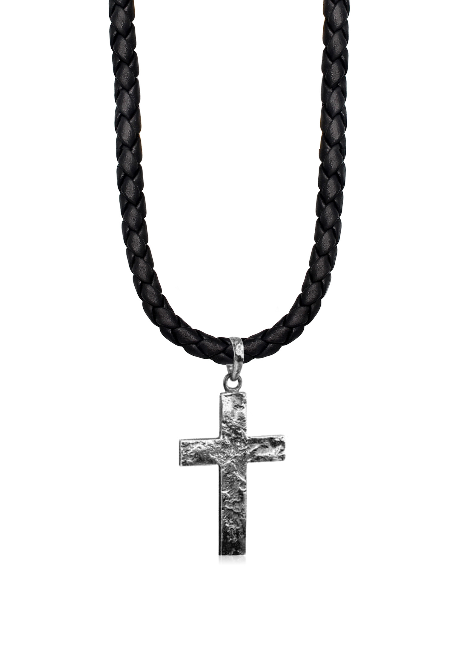 Halskette Kreuz | Leder | 925er Sterling Silber