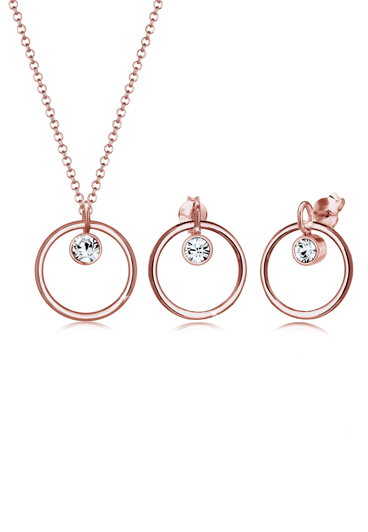 Schmuckset Geo | Kristall ( Weiß ) | 925er Sterling Silber