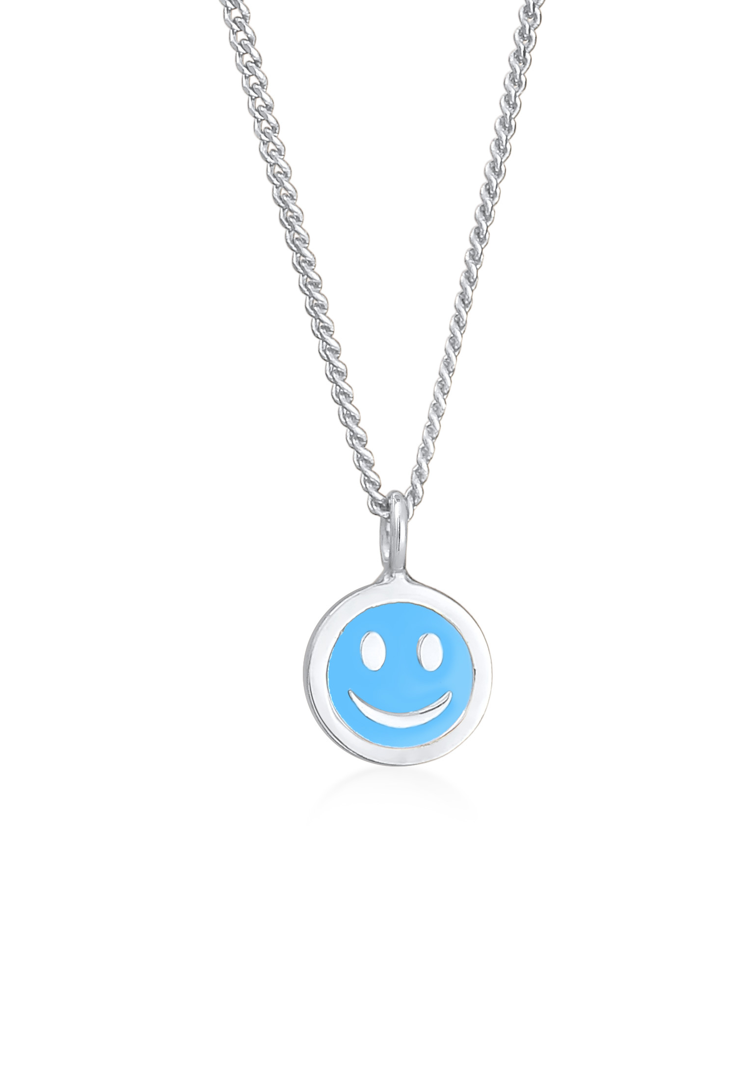 Halskette Smiley Anhänger | Emaille | 925er Sterling Silber