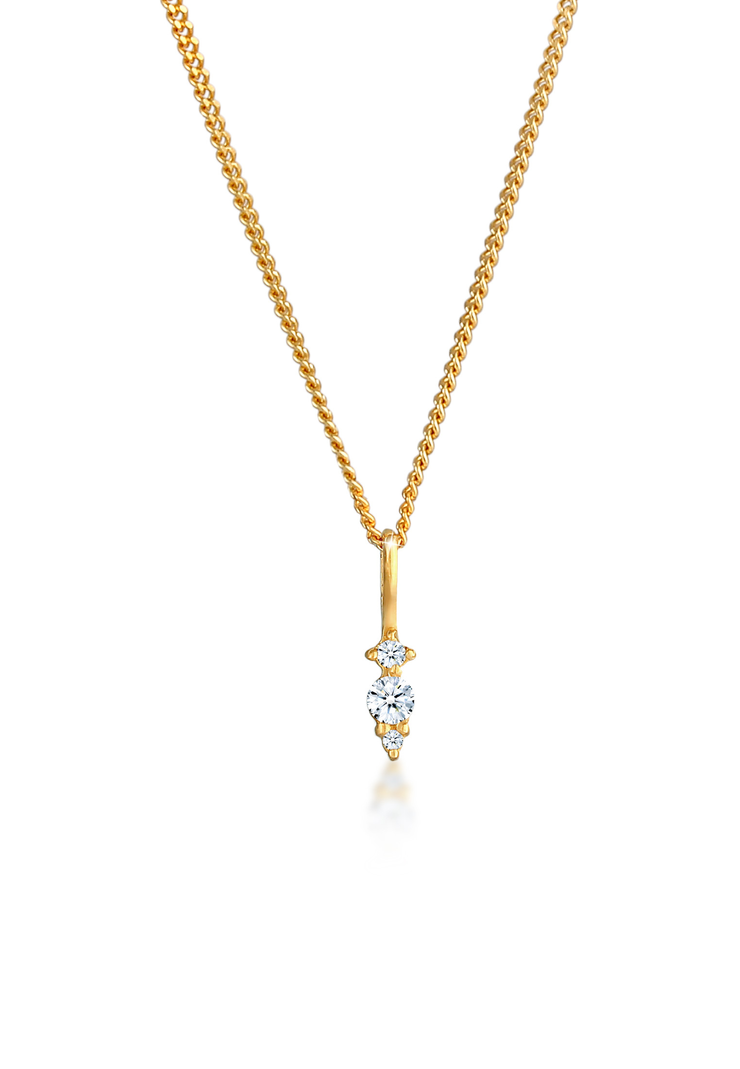 Halskette | Diamant ( Weiß, 0,05 ct ) | 585 Gelbgold