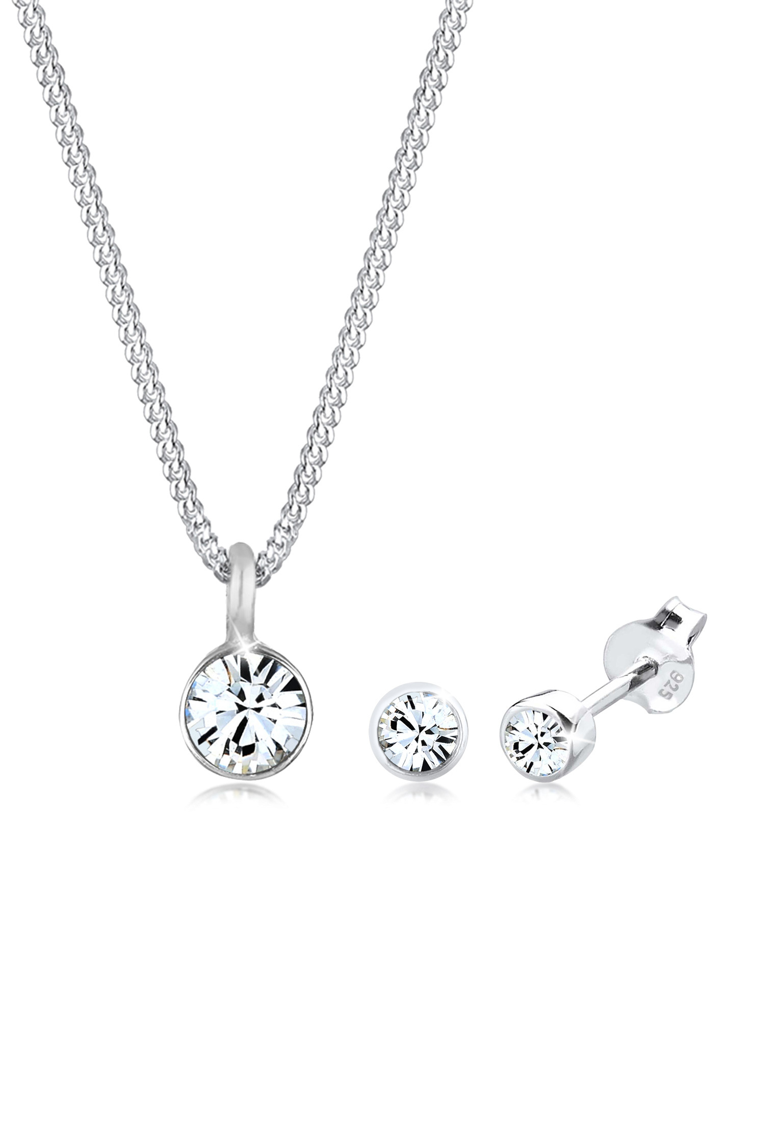 Solitär-Kette | Kristall ( Weiß ) | 925er Sterling Silber