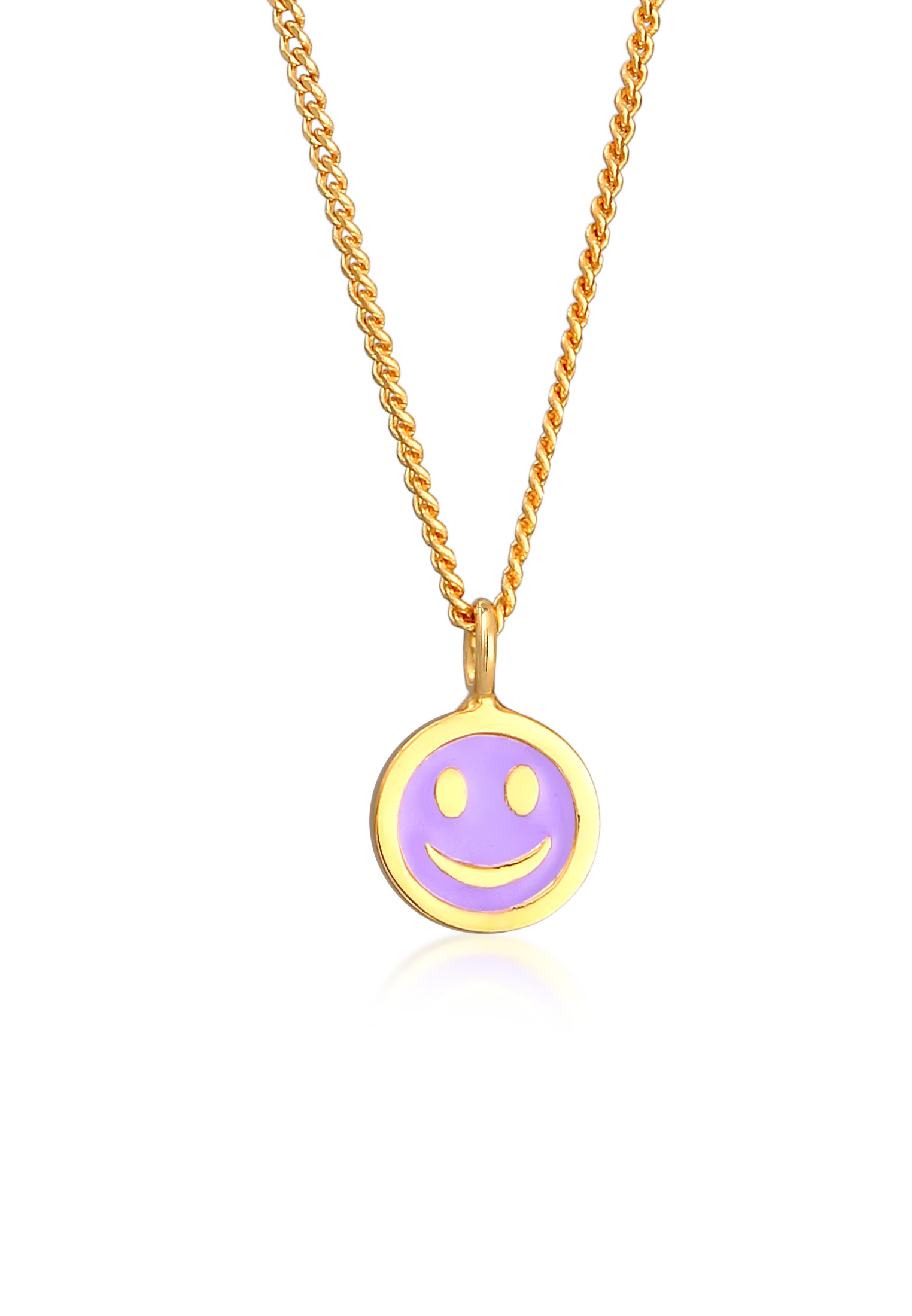 Halskette Smiley Anhänger | Emaille | 925er Sterling Silber