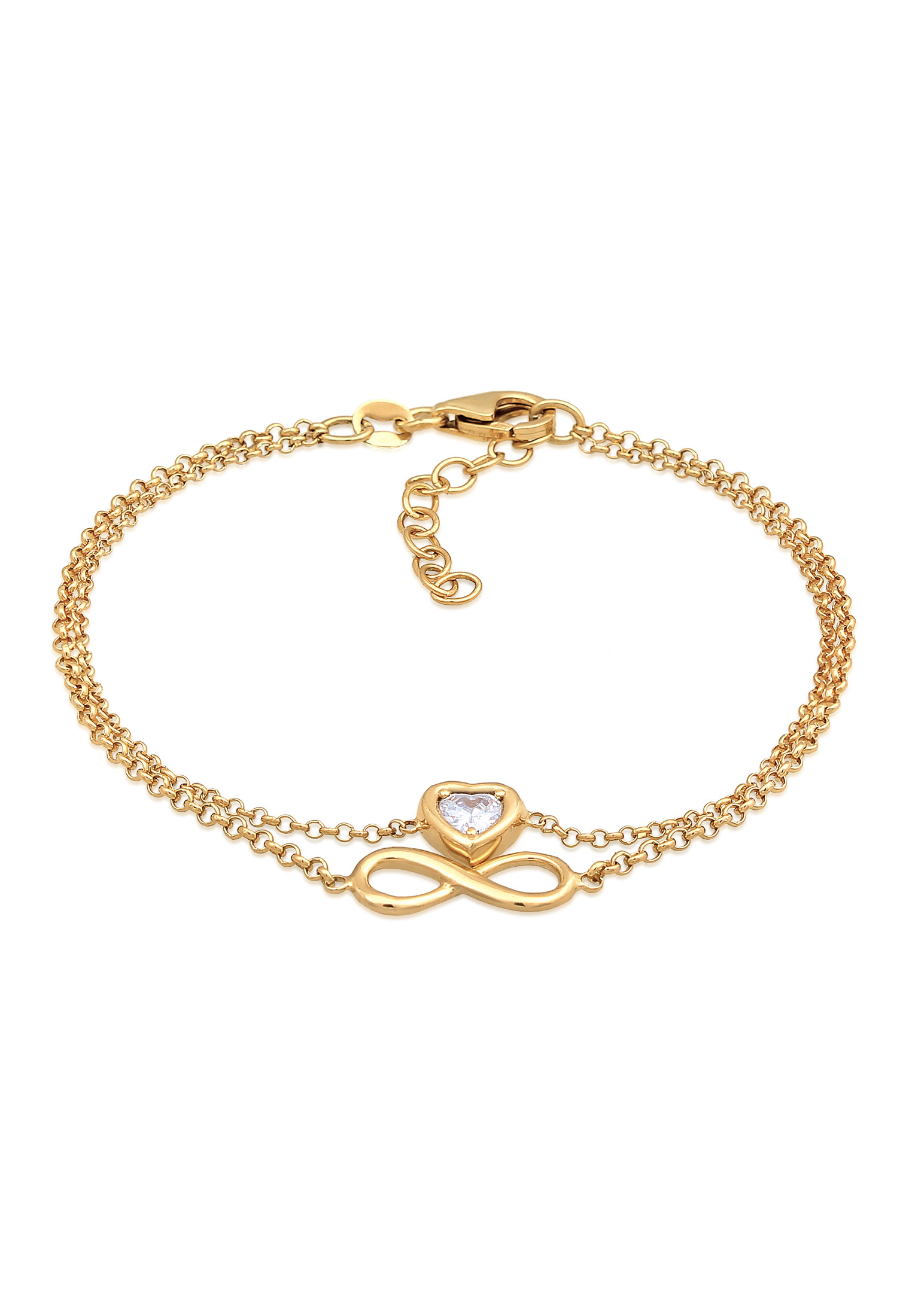 Layer-Armband Infinity Herz | Zirkonia (Weiß) | 925er Sterling Silber