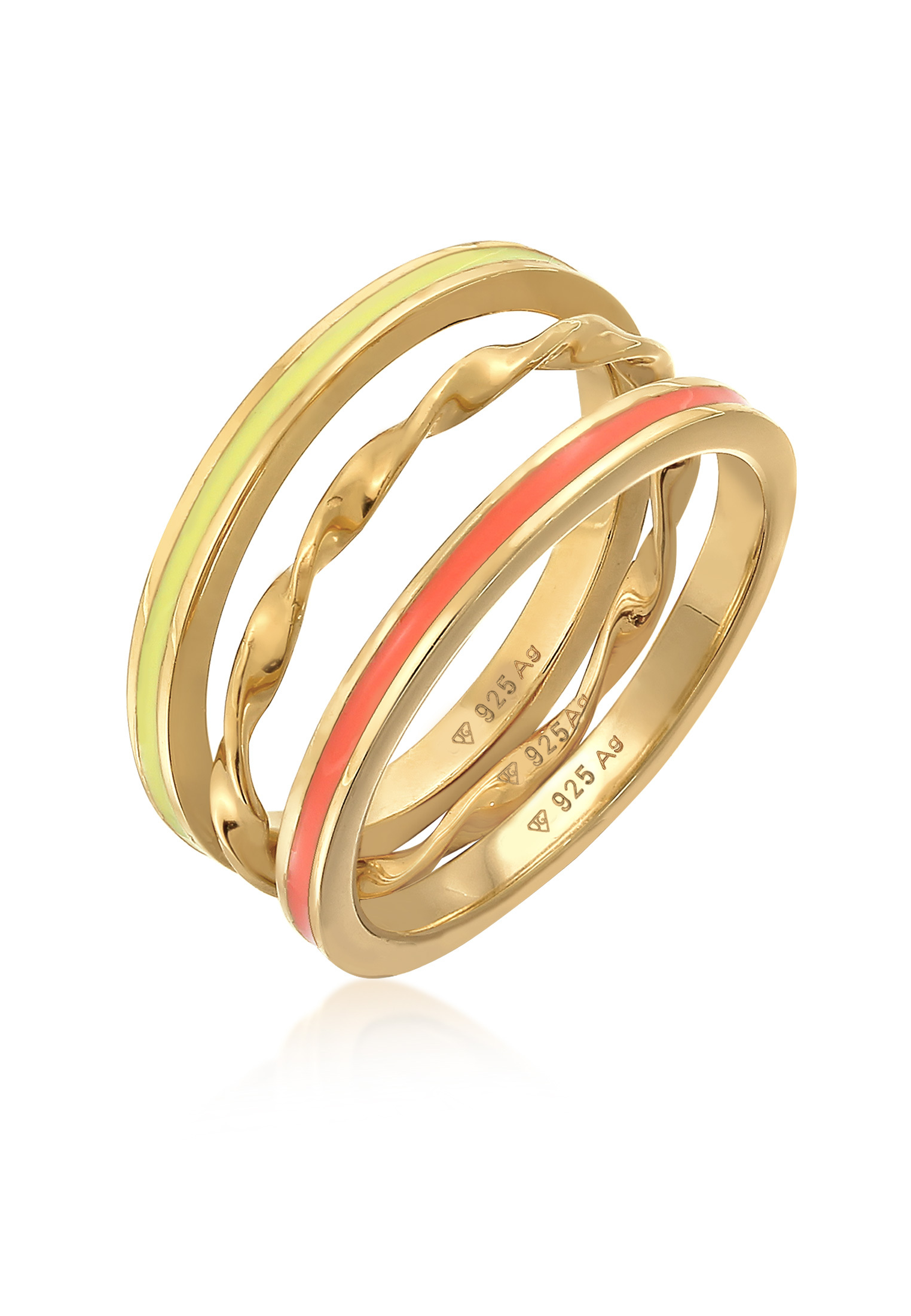 Ring 3er Set | Emaille | 925er Sterling Silber