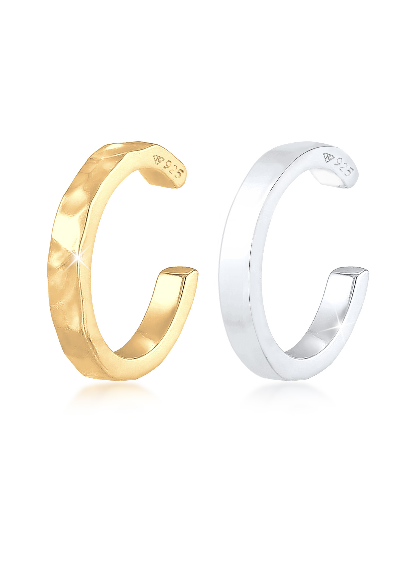 Earcuff 2er Set glänzend & gehämmert | 925er Sterling Silber