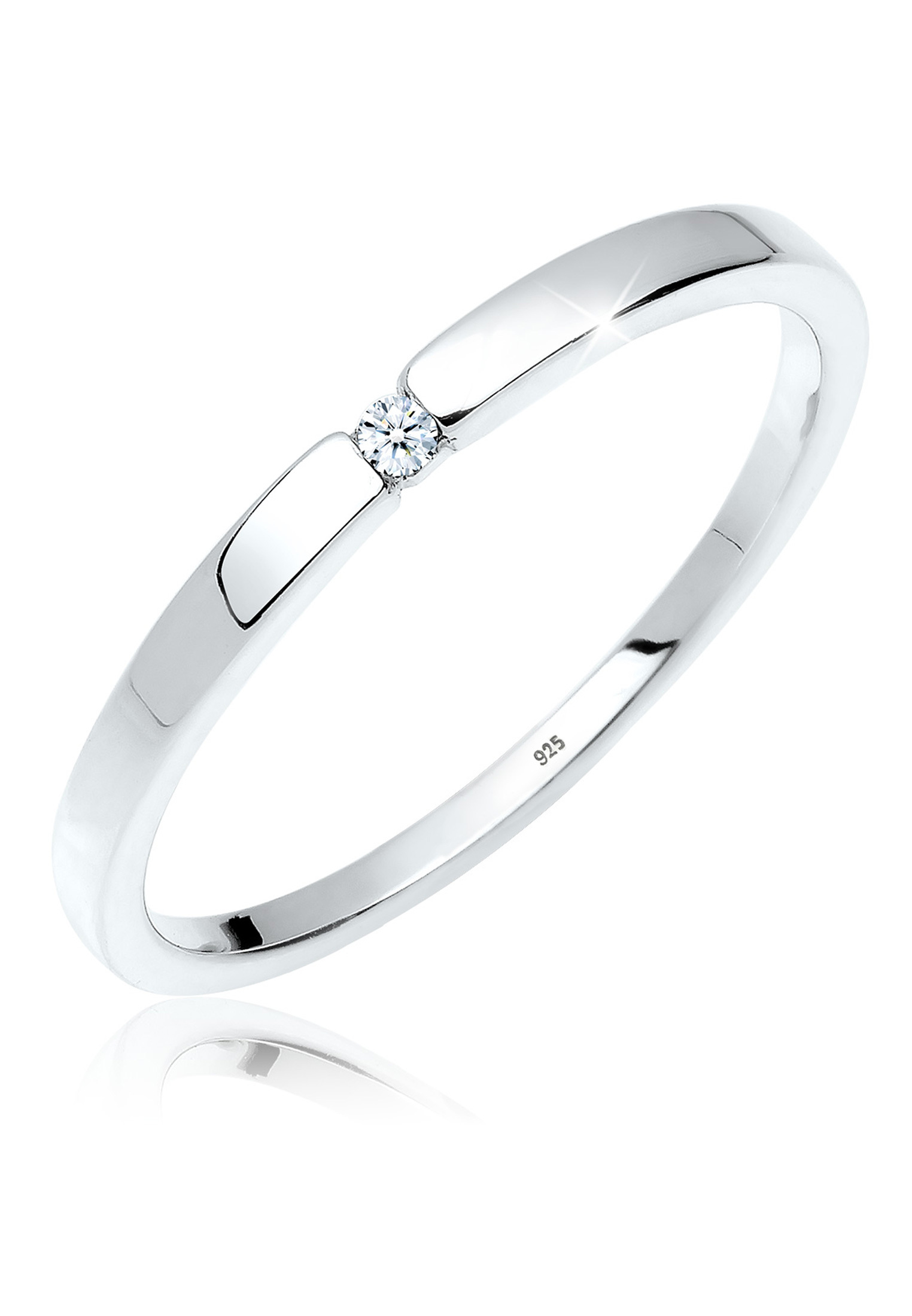 Solitär-Ring | Diamant ( Weiß, 0,015 ct ) | 925er Sterling Silber