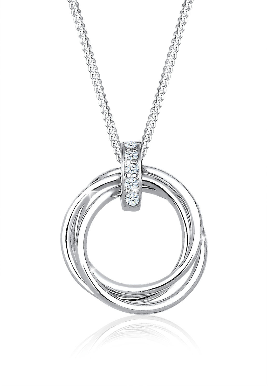 Halskette Kreis | Diamant ( Weiß, 0,025 ct ) | 925er Sterling Silber
