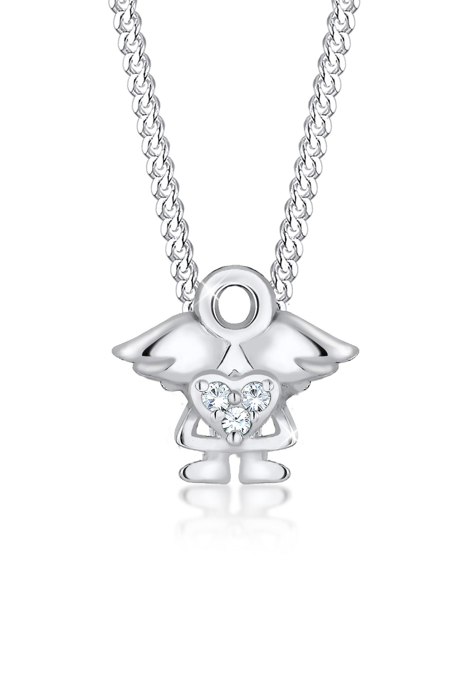 Halskette Engel | Kristall ( Weiß ) | 925 Sterling Silber vergoldet