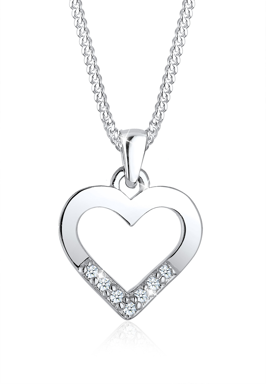 Halskette Herz | Diamant ( Weiß, 0,035 ct ) | 925er Sterling Silber