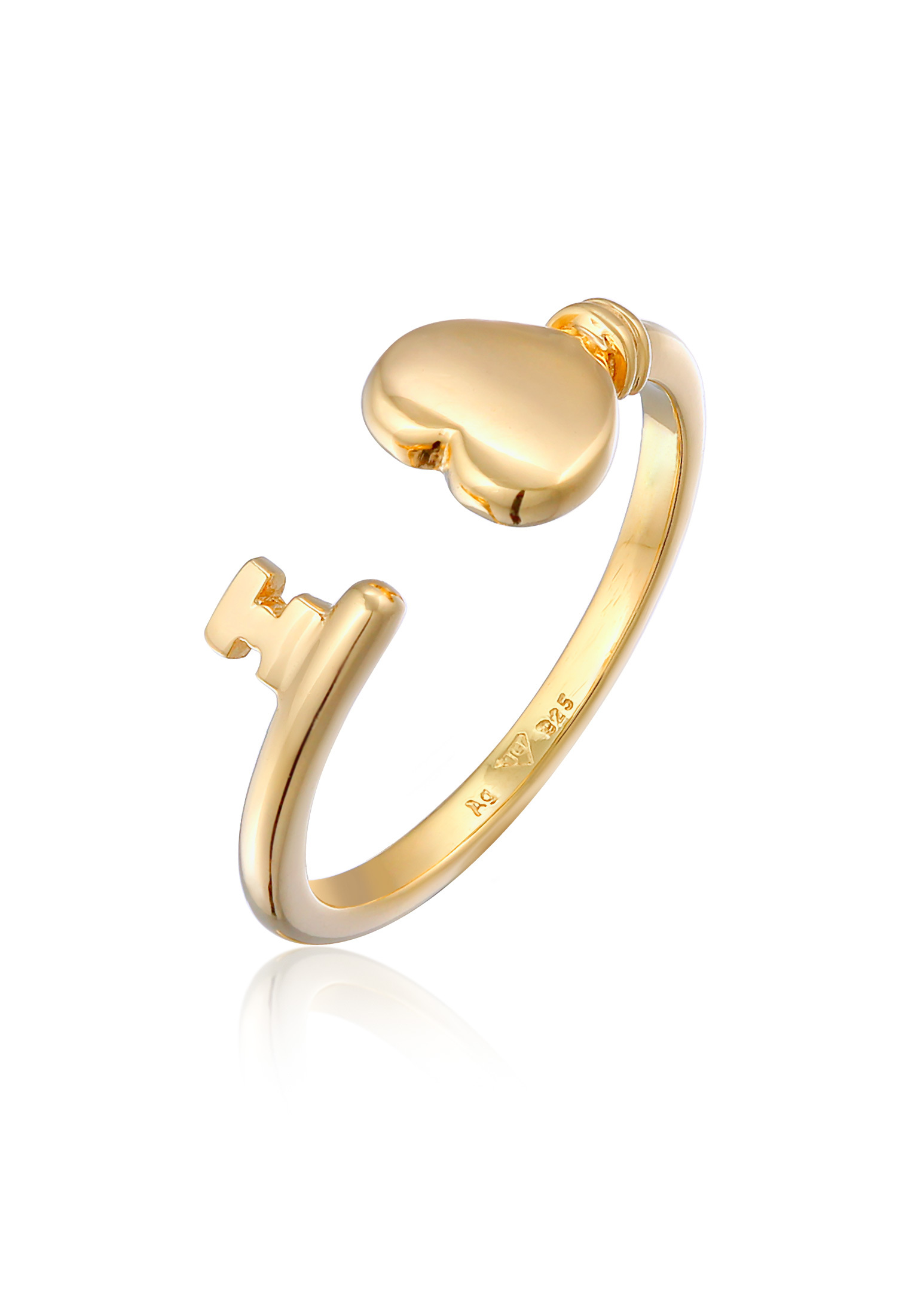Ring Herz Schlüssel Offen | 925er Sterling Silber