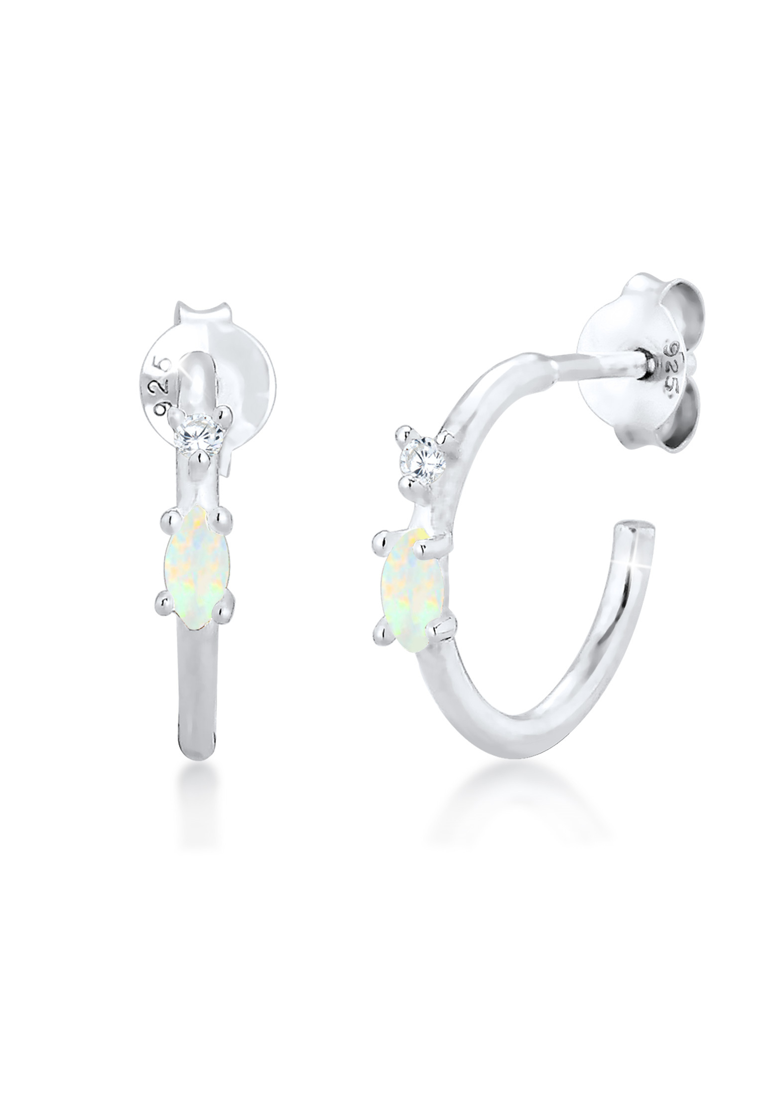 Creole | Opal ( Weiß ) | 925 Sterling Silber vergoldet