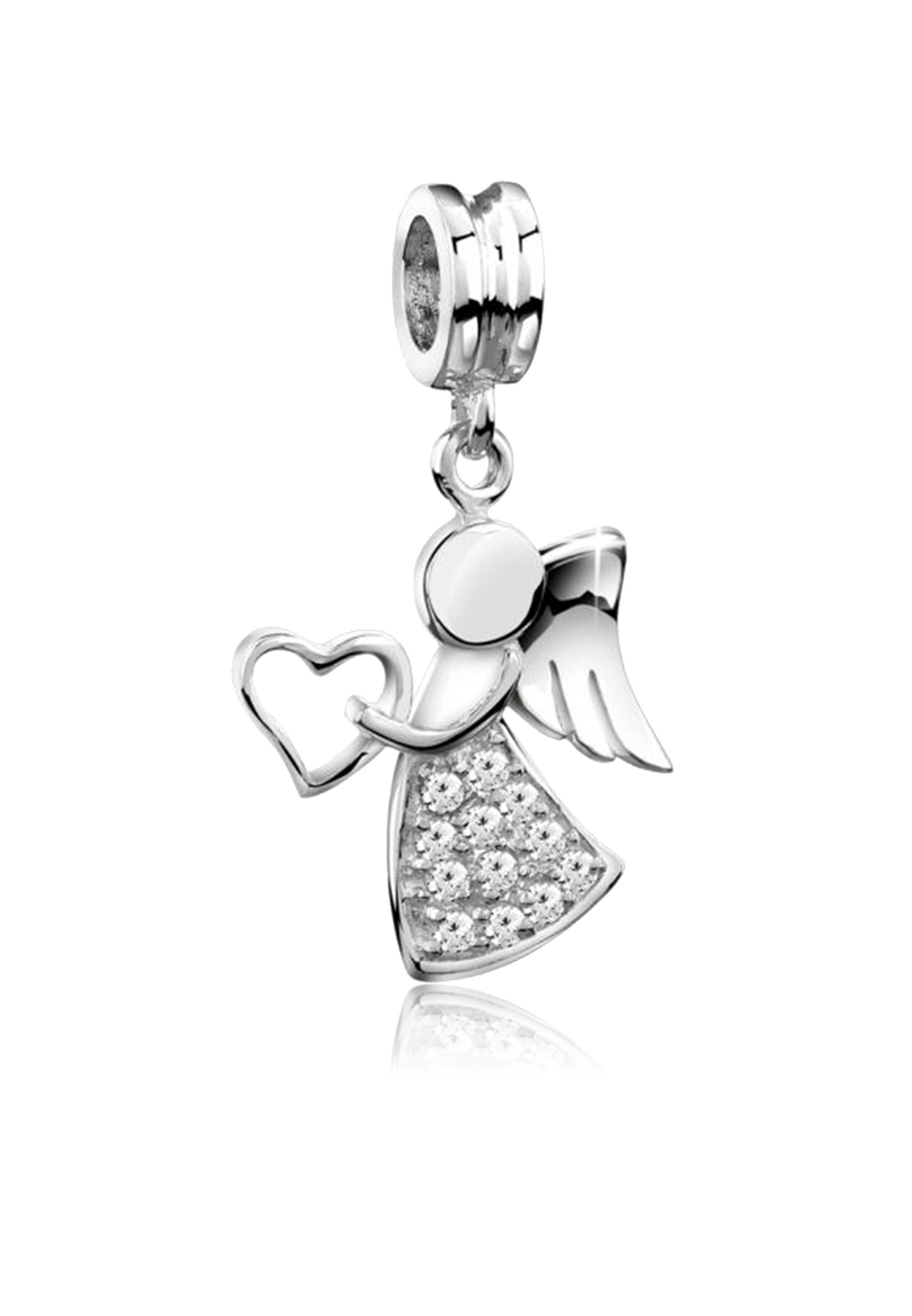 Charm Bead | Zirkonia ( Weiß ) | 925er Sterling Silber