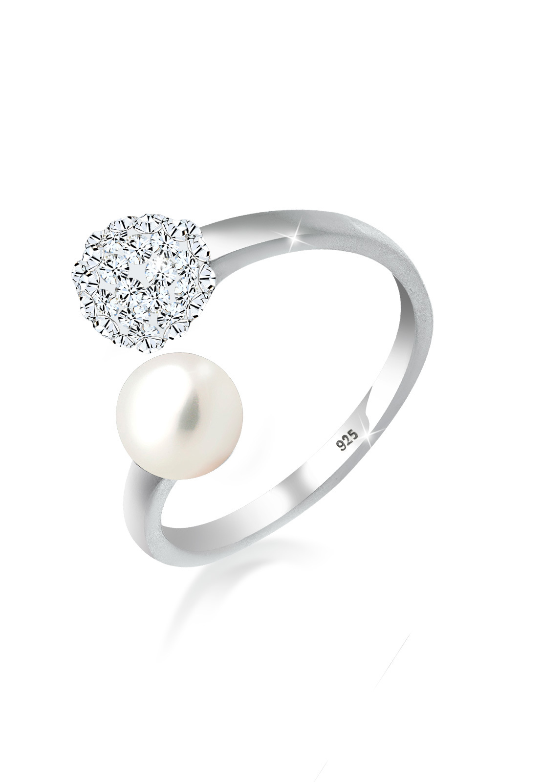 Ring Kugel | Kristall ( Weiß ) | 925er Sterling Silber