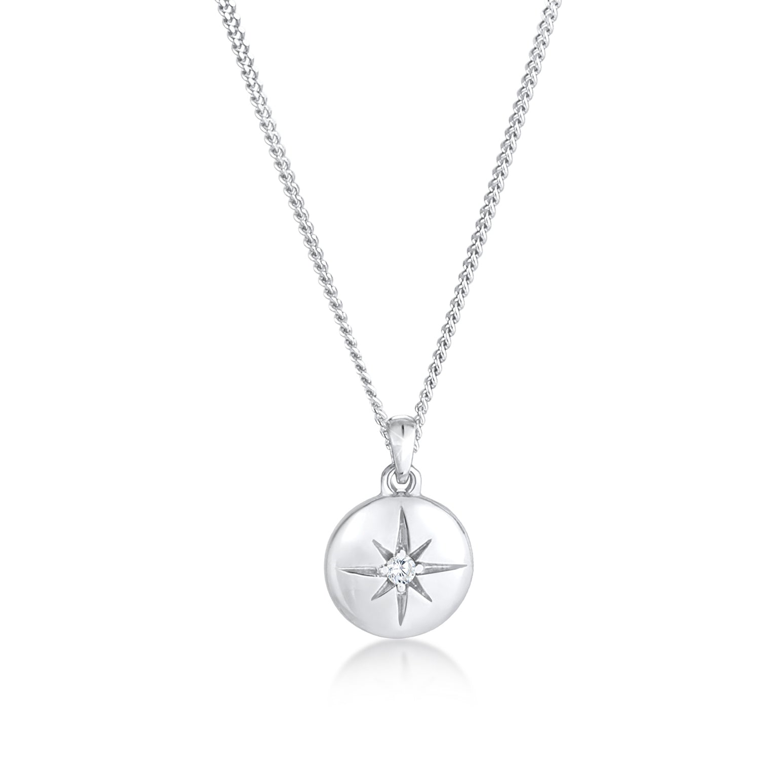 Halskette Stern Plättchen | Zirkonia (Weiß) | 925er Sterling Silber