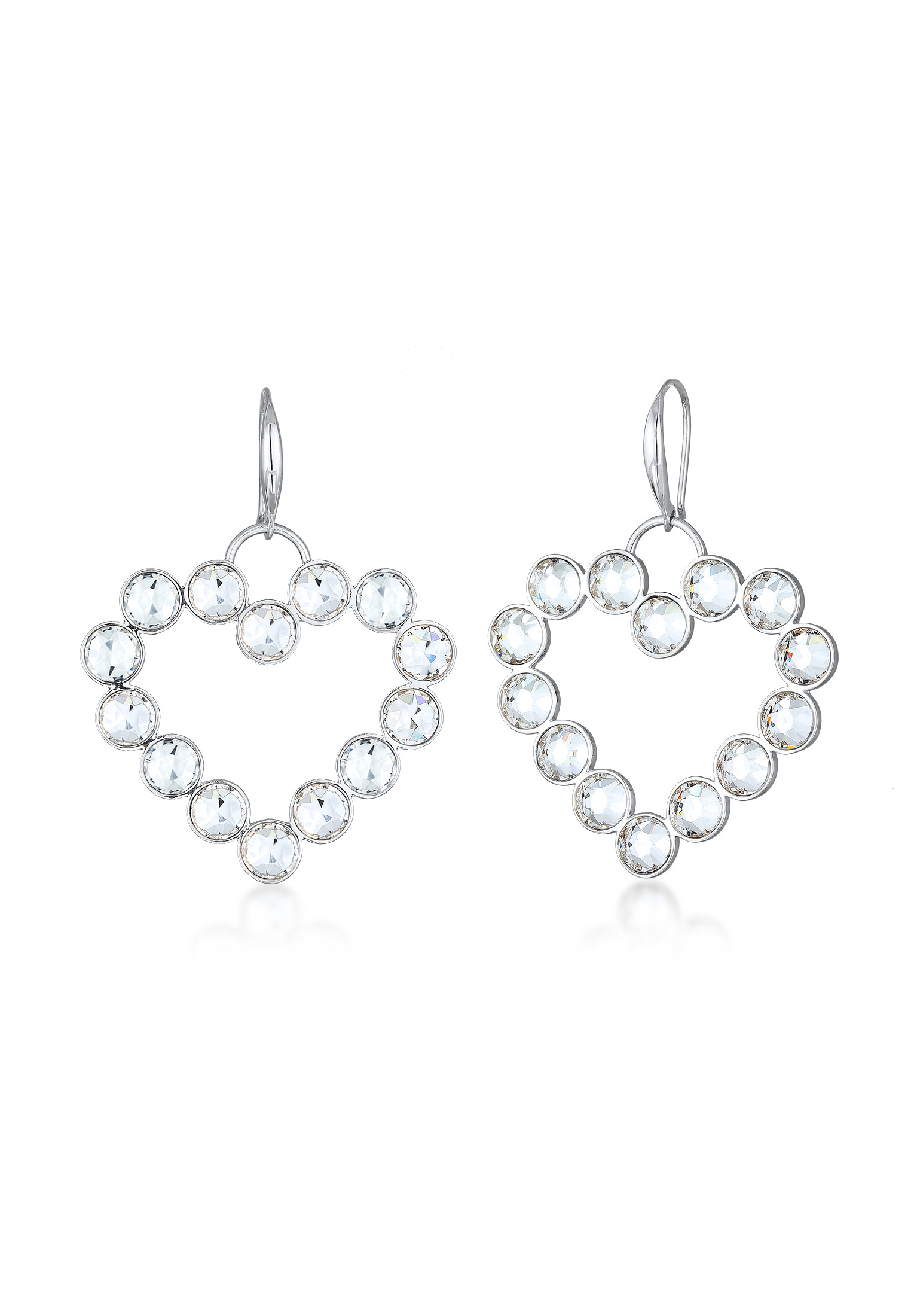 Ohrhänger Herz | Kristalle (Weiß) | 925er Sterling Silber