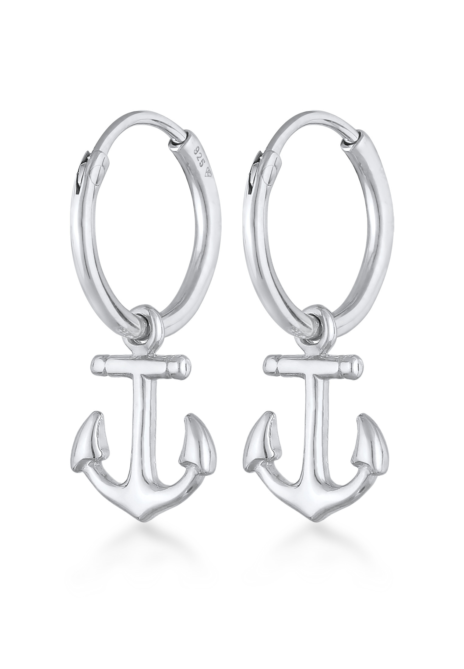 Creoles anchor pendant | 925 Sterling Silver Creoles | Earrings | Women | | JULIE & GRACE