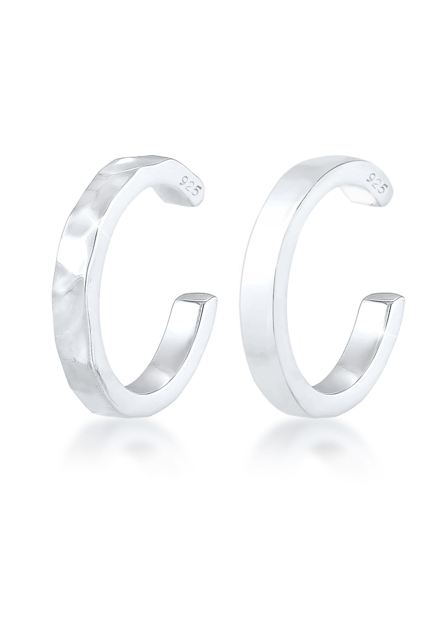 Earcuff 2er Set glänzend & gehämmert | 925er Sterling Silber