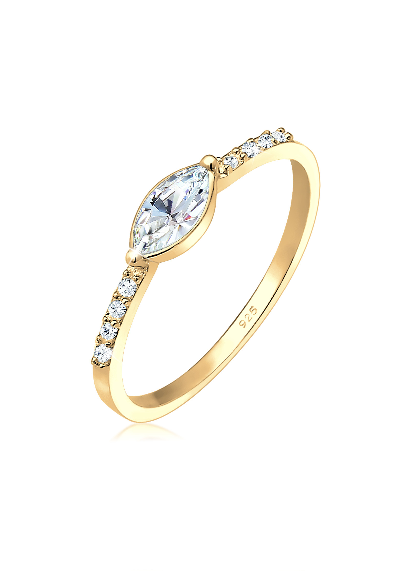 Verlobungsring | Kristall ( Weiß ) | 925 Sterling Silber vergoldet